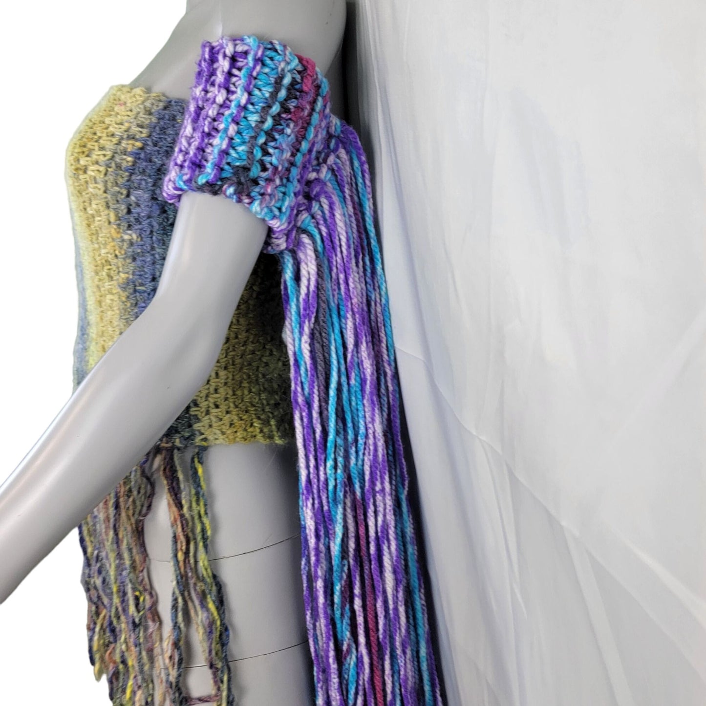 Crochet Festival Arm Cuff Long Fringe Women Colorful Costume Unicorn Pastel