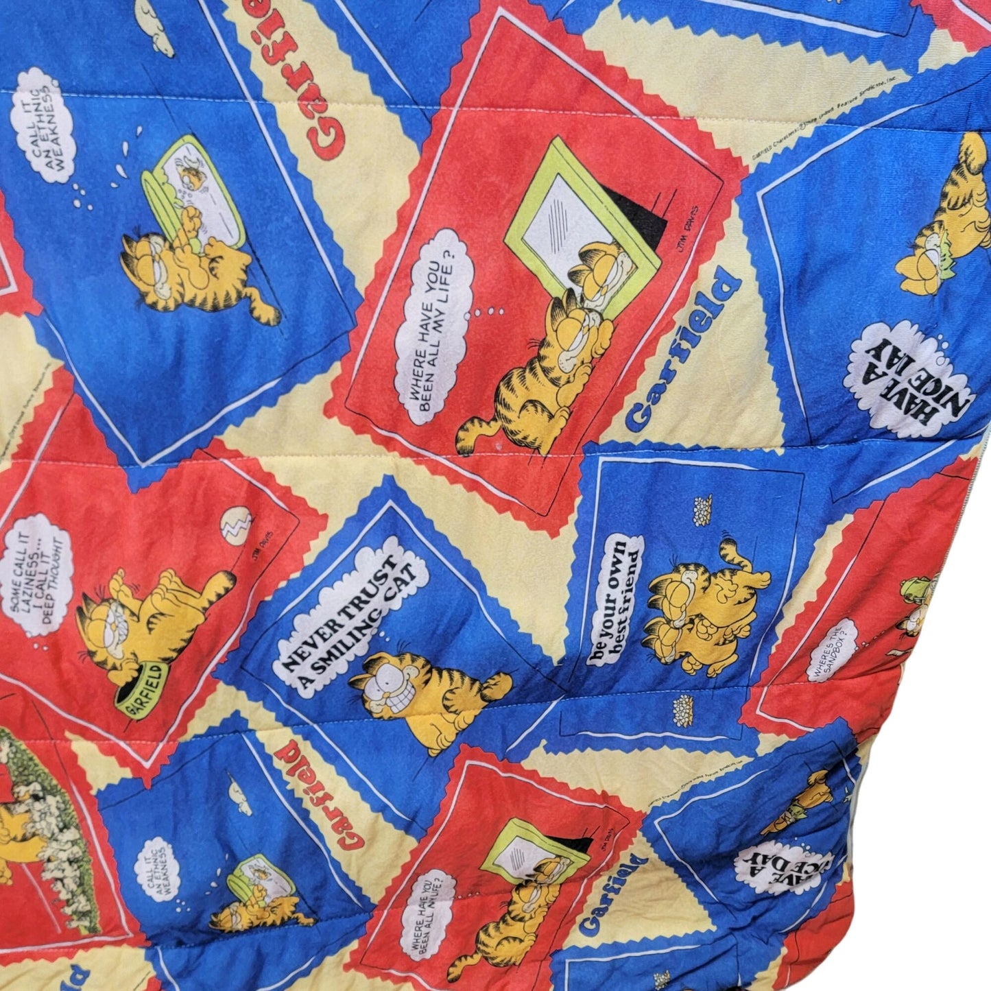 Garfield Rare Vintage 1978 Sleeping Bag Jim Davis 70s Blanket Comforter 68 x 32