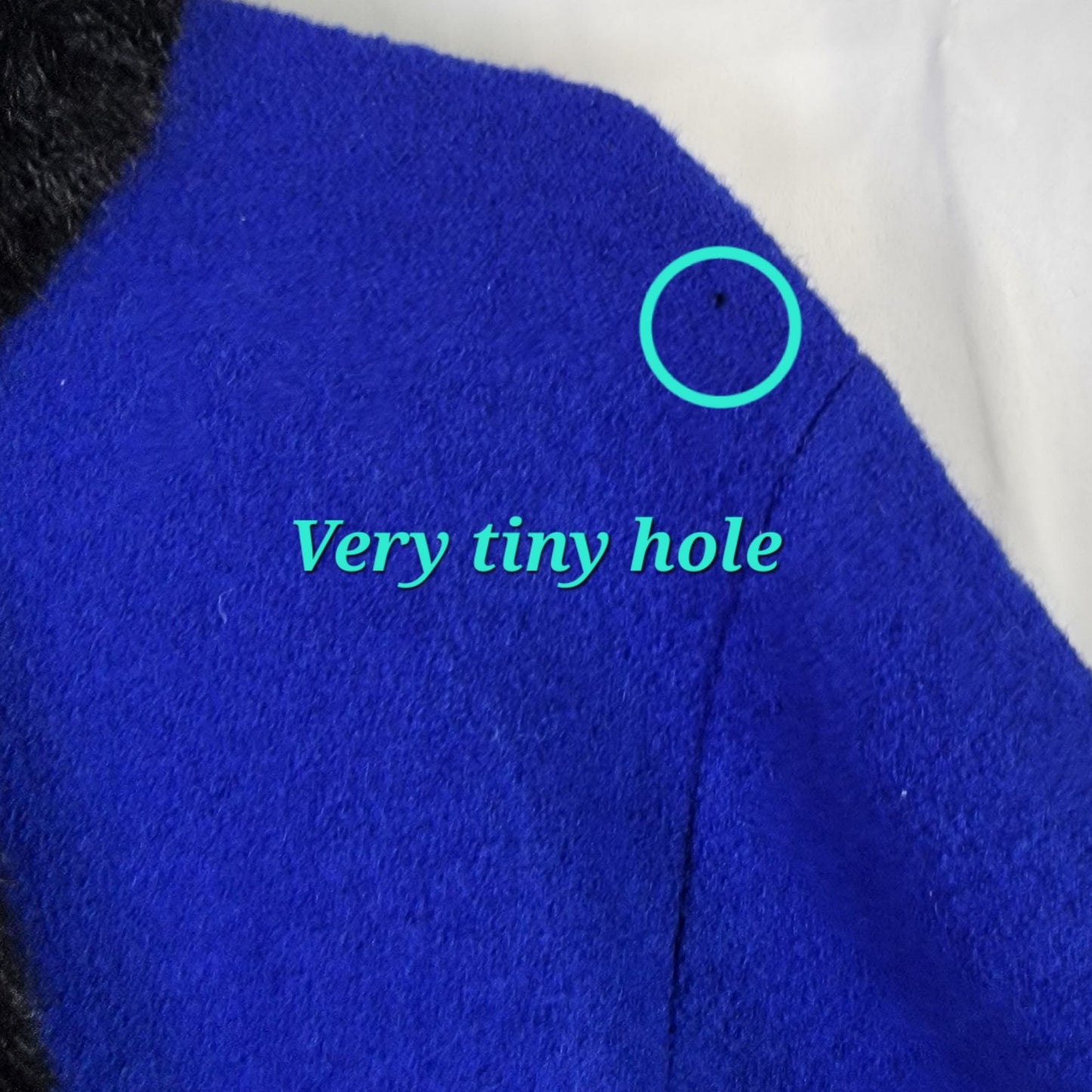 Vintage 80s Wool Jacket Women Large Blue Black Faux Fur Trim Coat