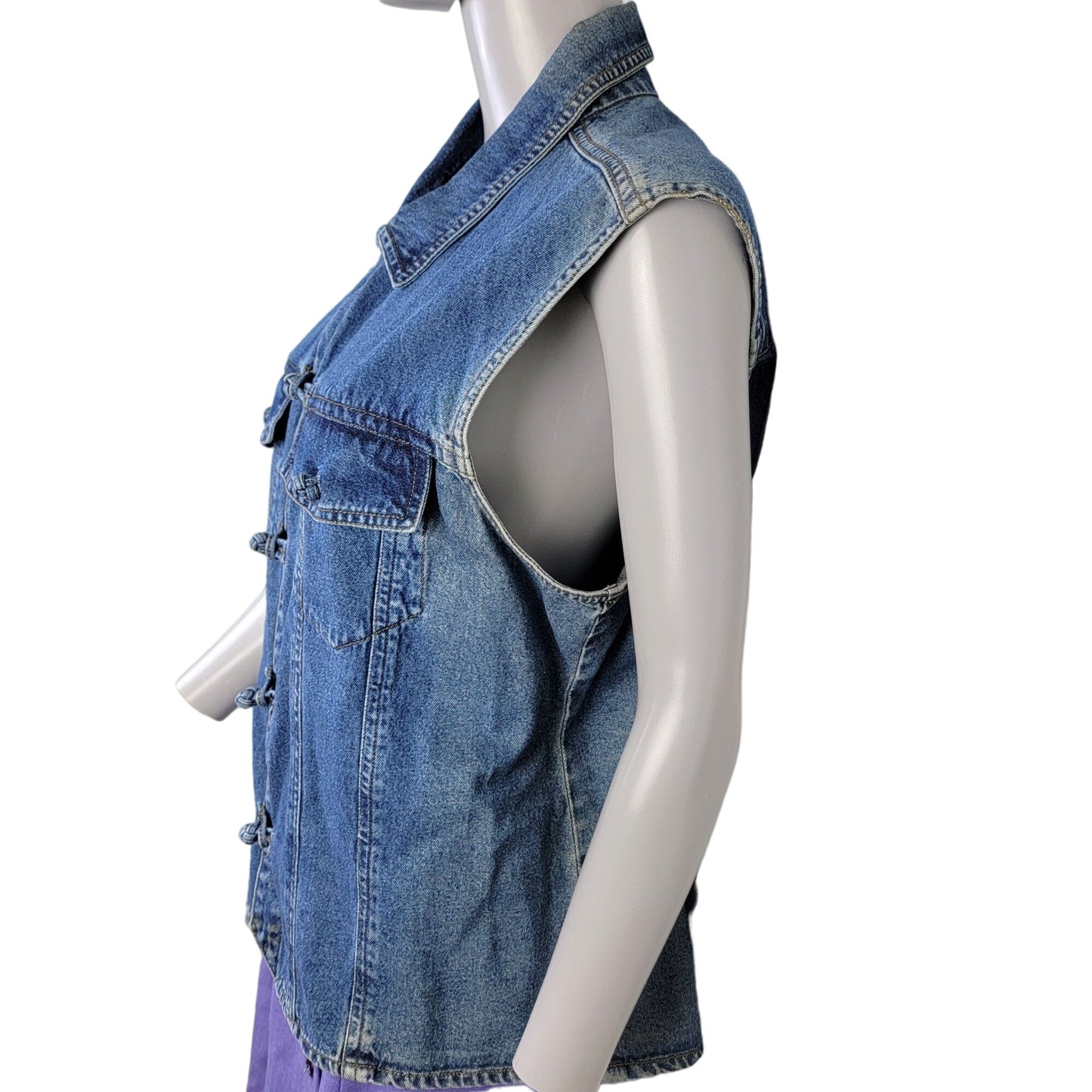 Vintage 90s Sleeveless Denim Vest Jacket Women XL
