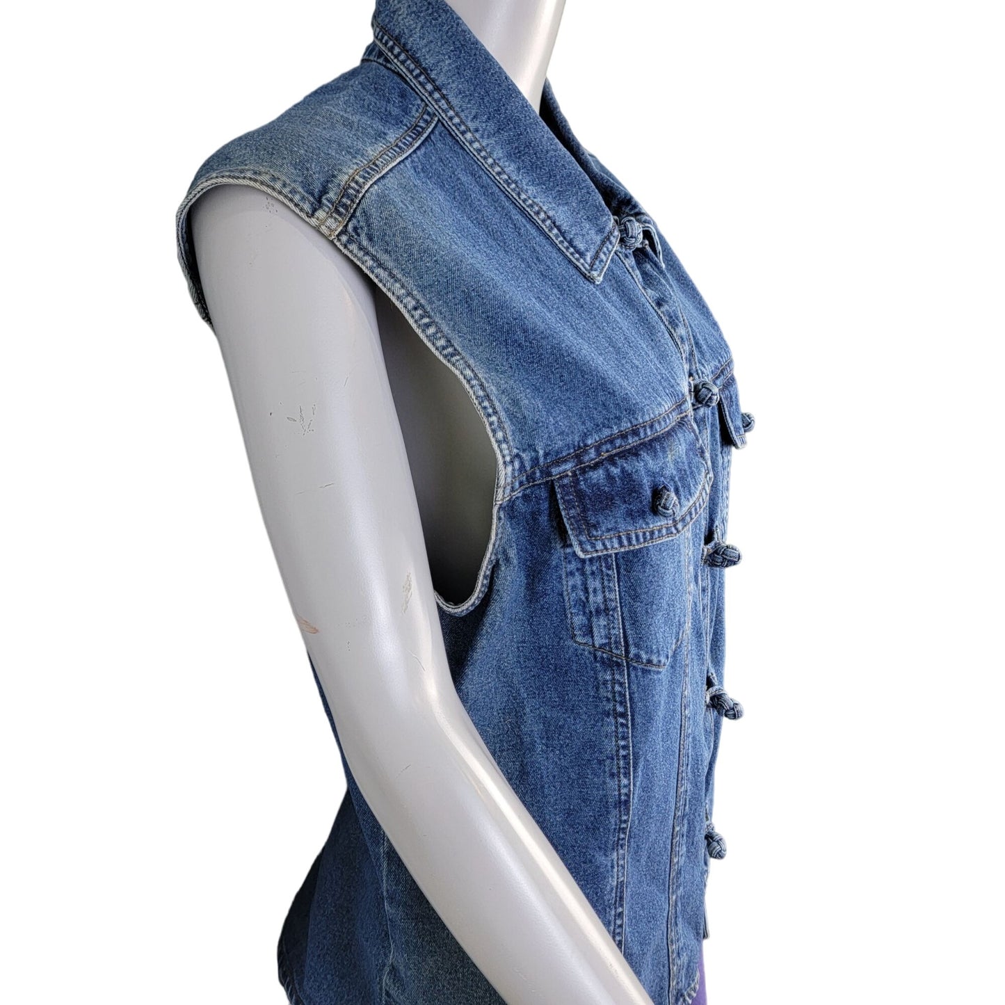 Vintage 90s Sleeveless Denim Vest Jacket Women XL