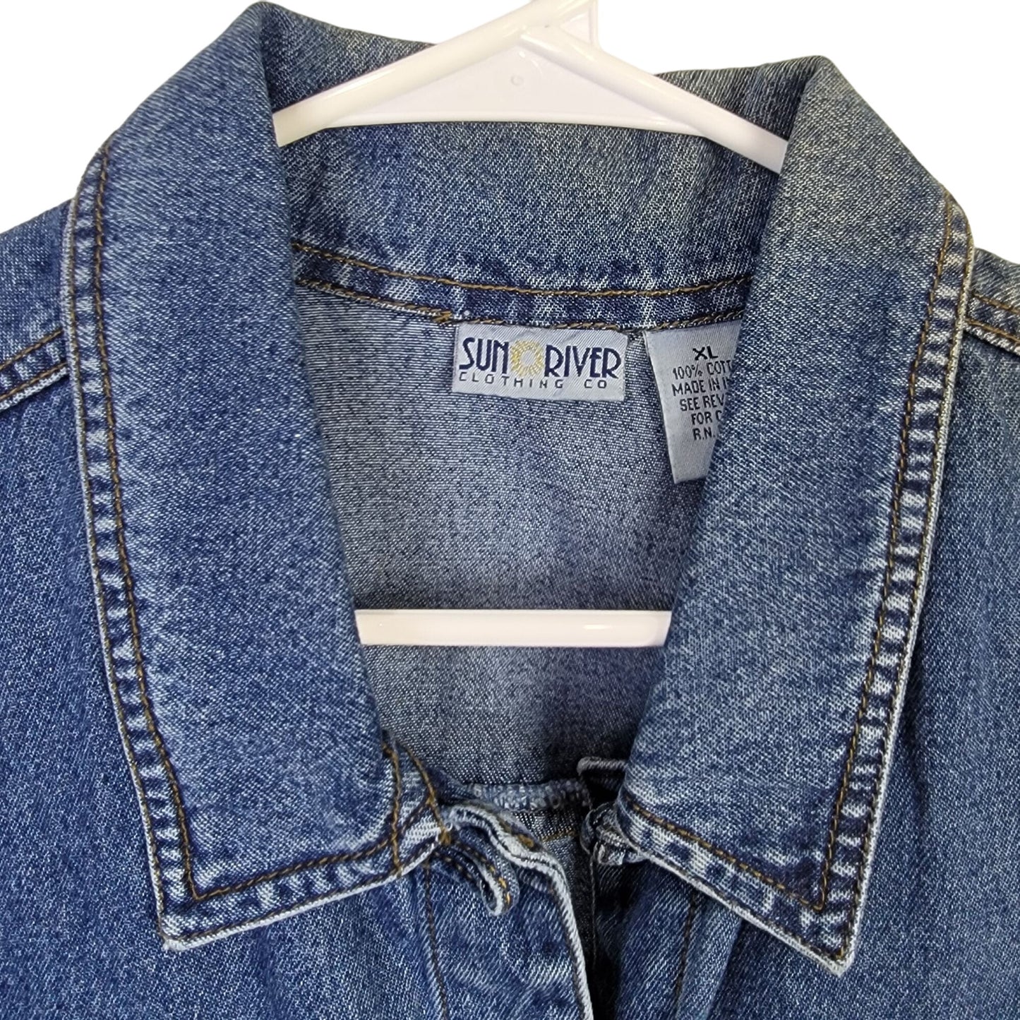 Vintage 90s Sleeveless Denim Vest Jacket Women XL