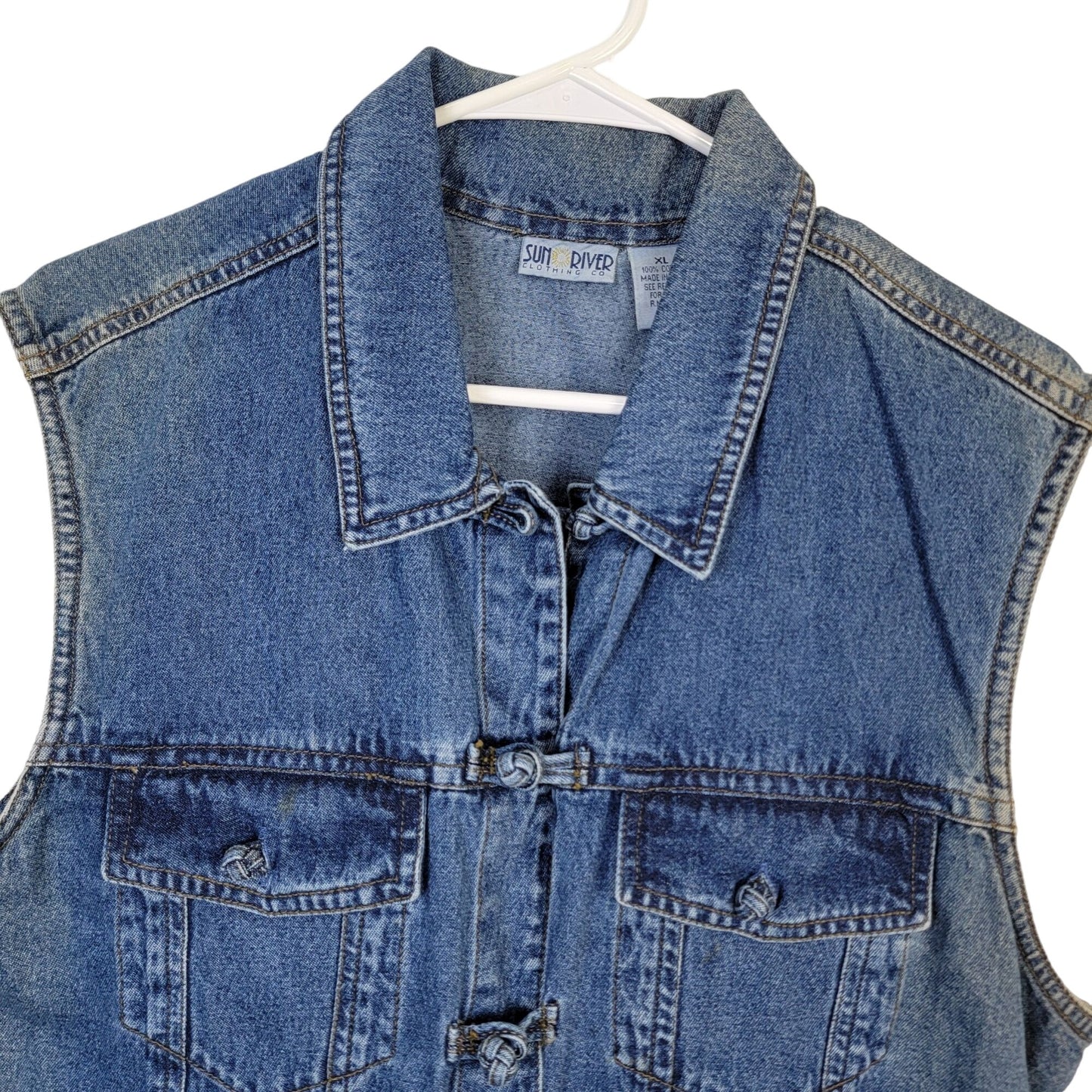 Vintage 90s Sleeveless Denim Vest Jacket Women XL