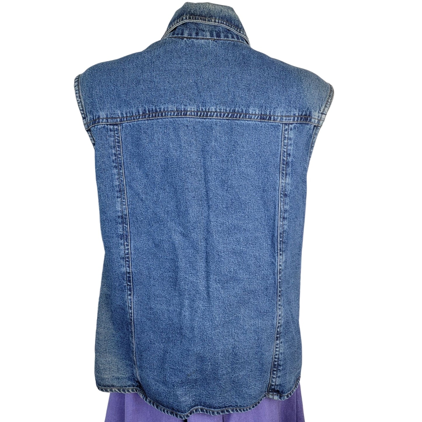 Vintage 90s Sleeveless Denim Vest Jacket Women XL