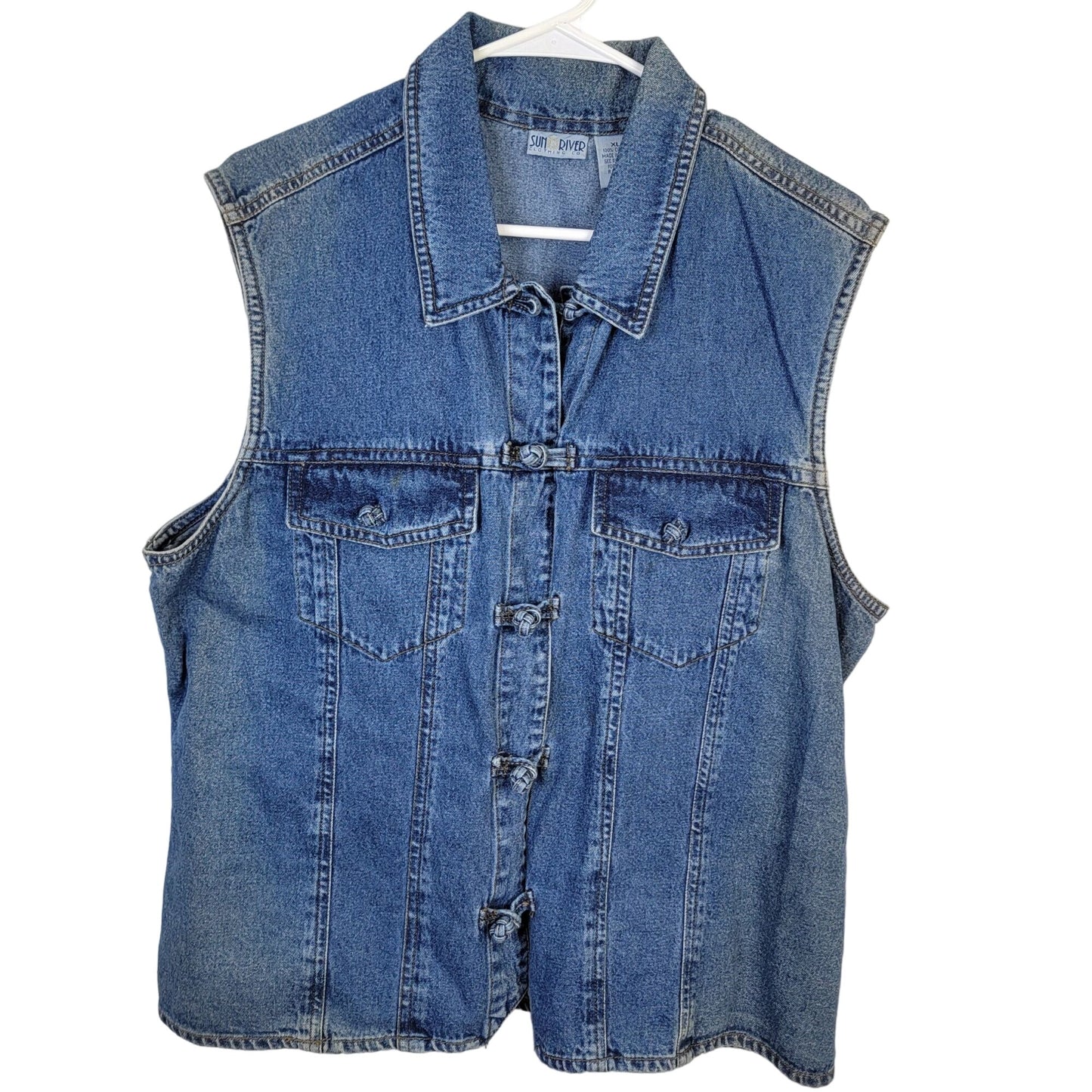 Vintage 90s Sleeveless Denim Vest Jacket Women XL