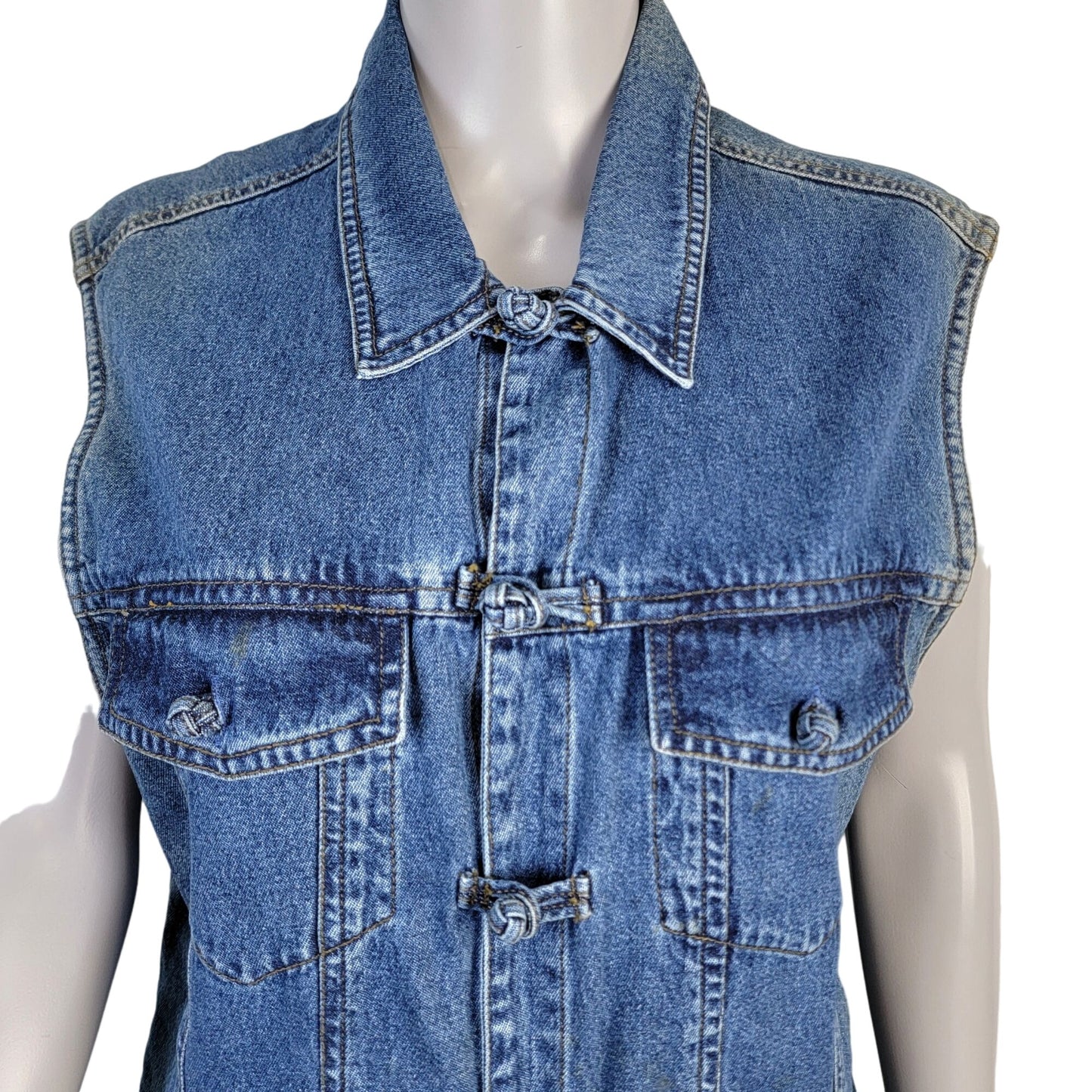 Vintage 90s Sleeveless Denim Vest Jacket Women XL