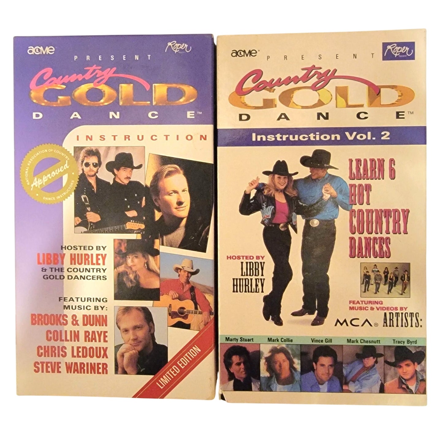 Country Gold Dance Instruction vol 1 2 VHS Movie Tape Lot Line Dancing Western