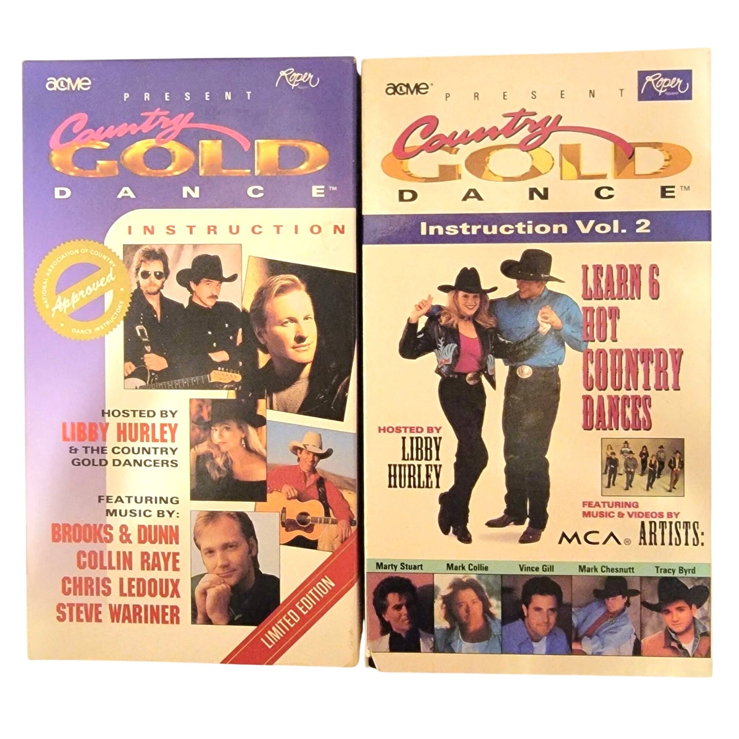 Country Gold Dance Instruction vol 1 2 VHS Movie Tape Lot Line Dancing Western
