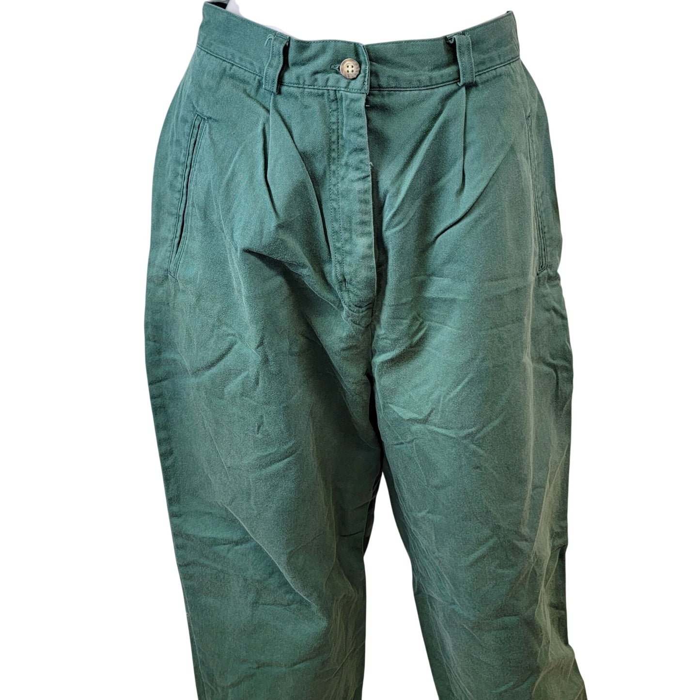 Izod Vintage 80s Green Pants Women 10 High Rise Relaxed Straight Jeans Preppy M