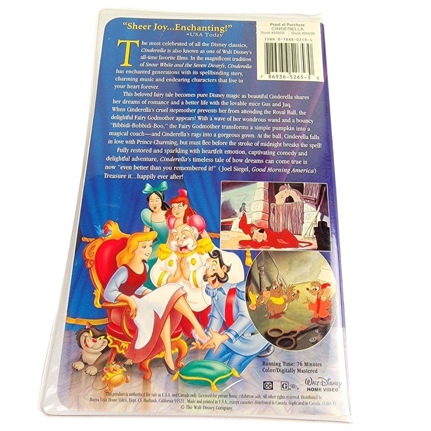 Disney Cinderella Vintage 90s VHS Movie Tape New Clamshell Plastic Case