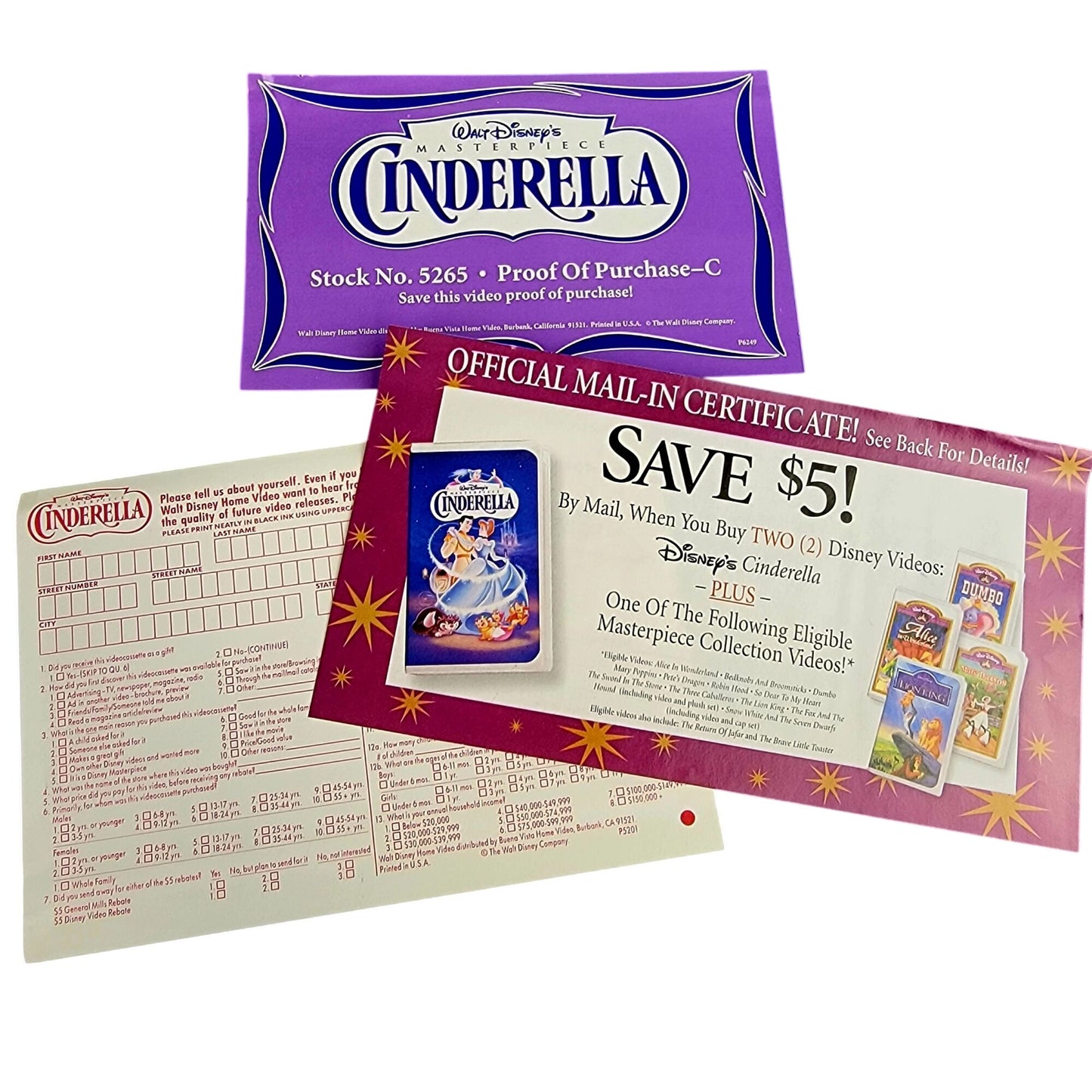 Disney Cinderella Vintage 90s VHS Movie Tape New Clamshell Plastic Case
