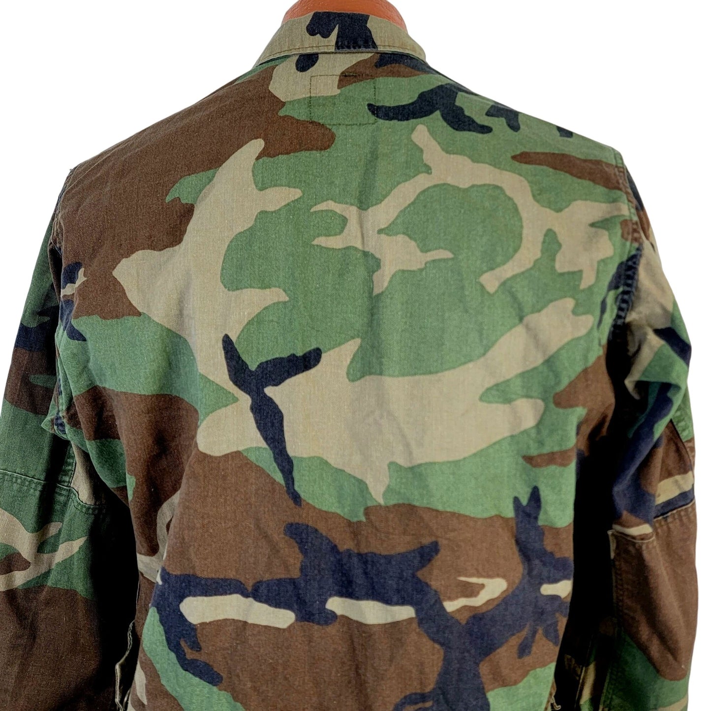 Woodland Camouflage Cargo Shirt Jacket Men Small Green Brown Military Camo