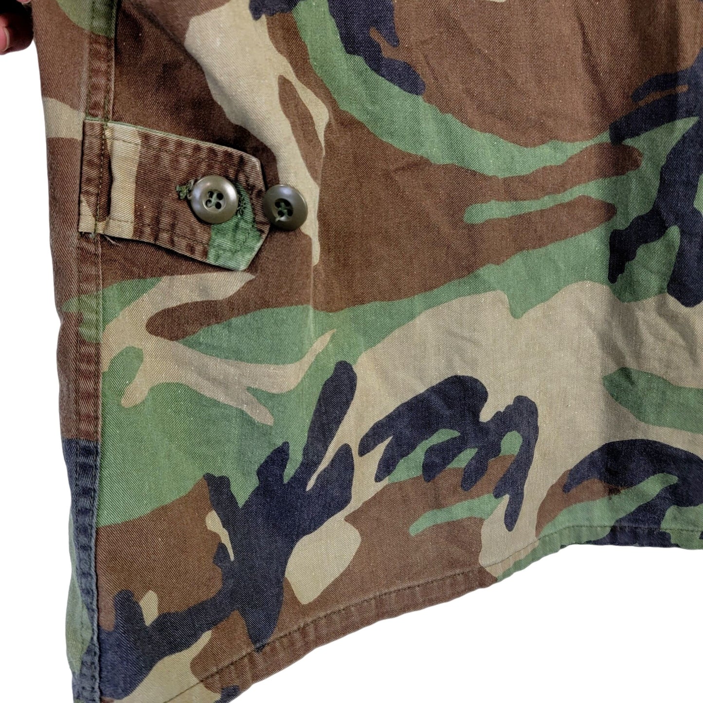 Woodland Camouflage Cargo Shirt Jacket Men Small Green Brown Military Camo