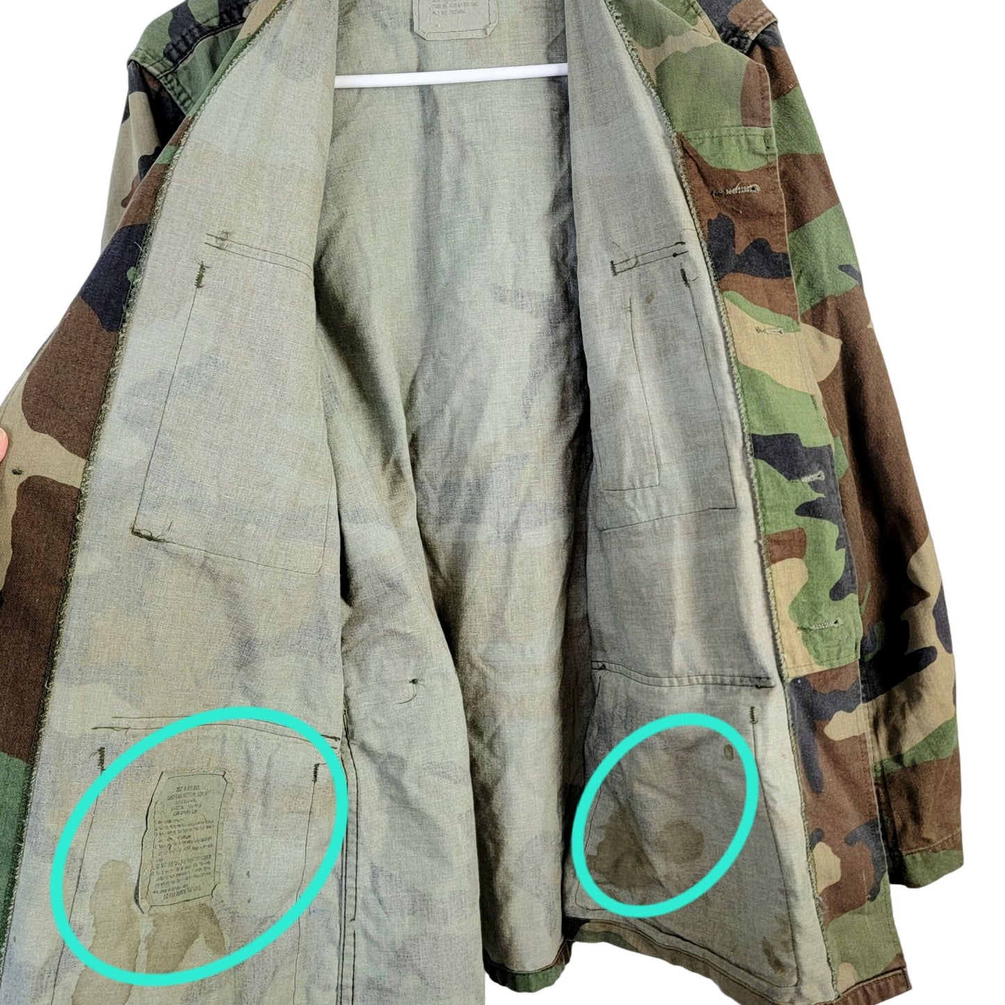 Woodland Camouflage Cargo Shirt Jacket Men Small Green Brown Military Camo