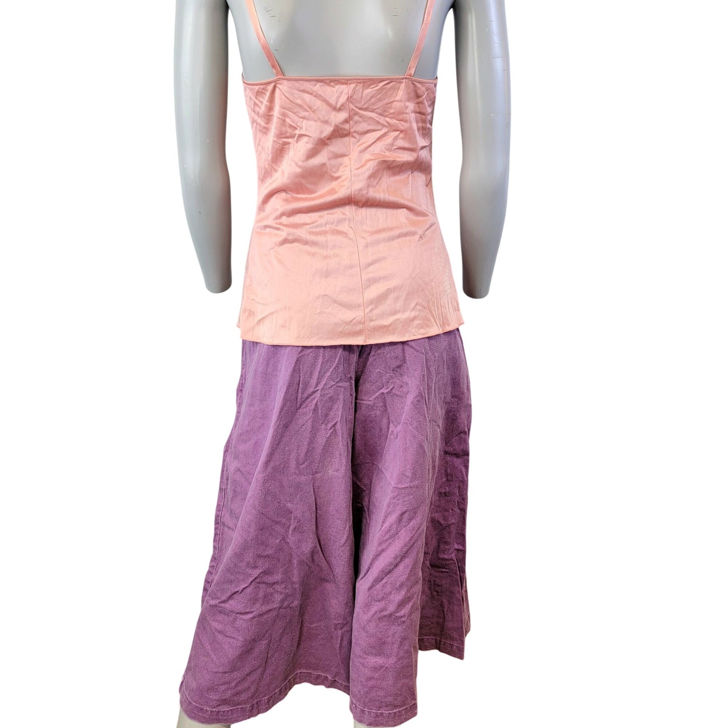 Vintage 70s Nylon Cami Shirt Women Small Pink Tank Top Spaghetti Strap