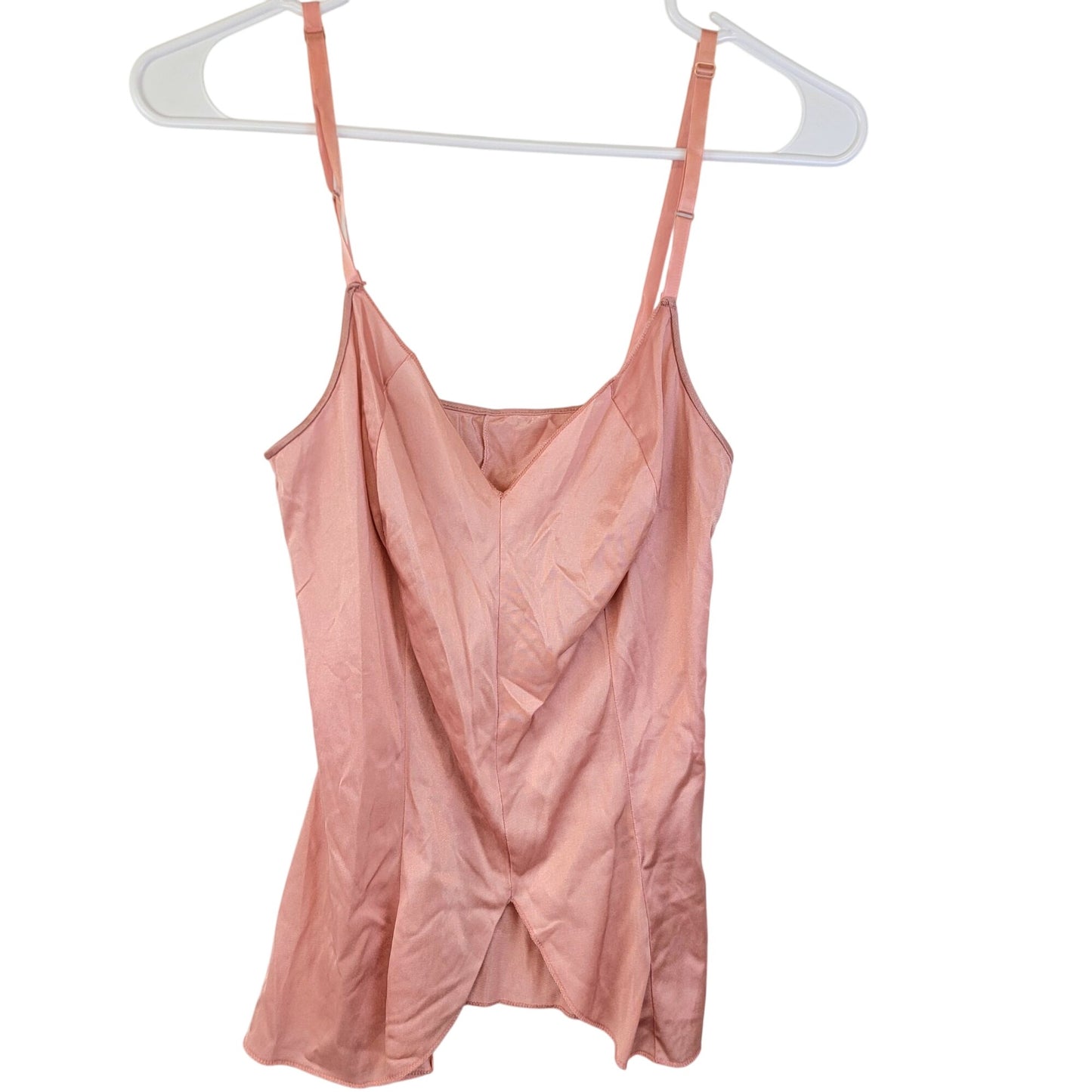 Vintage 70s Nylon Cami Shirt Women Small Pink Tank Top Spaghetti Strap