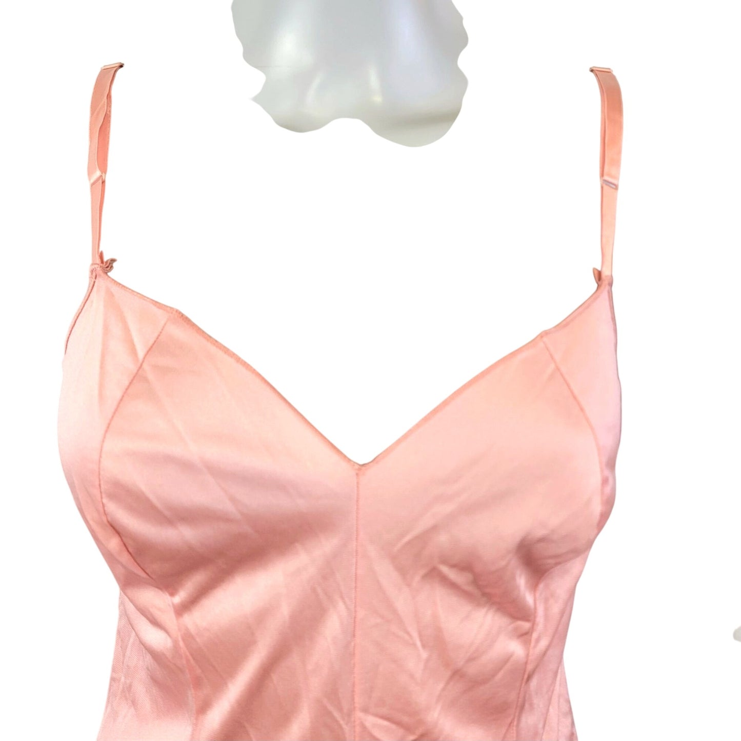 Vintage 70s Nylon Cami Shirt Women Small Pink Tank Top Spaghetti Strap