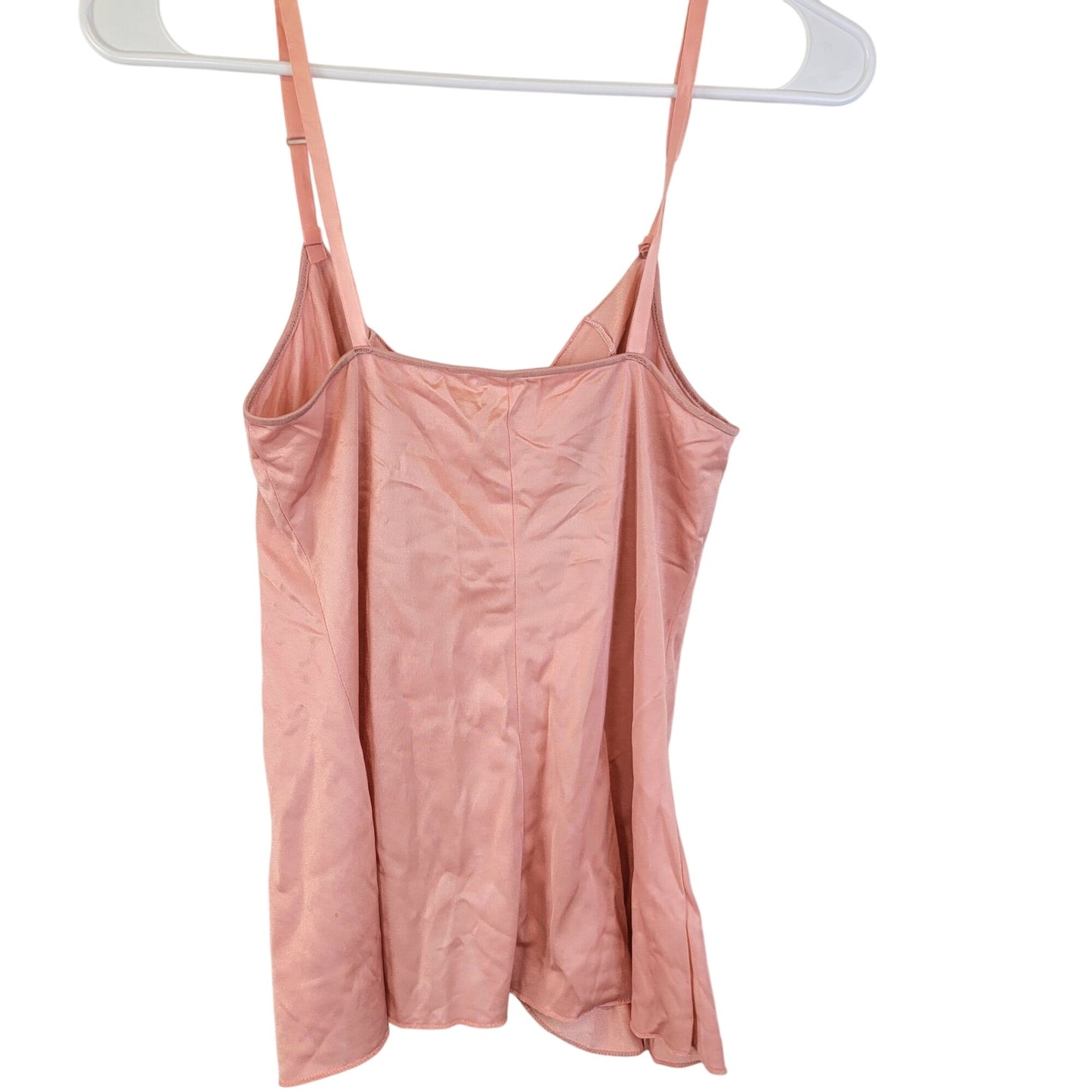 Vintage 70s Nylon Cami Shirt Women Small Pink Tank Top Spaghetti Strap