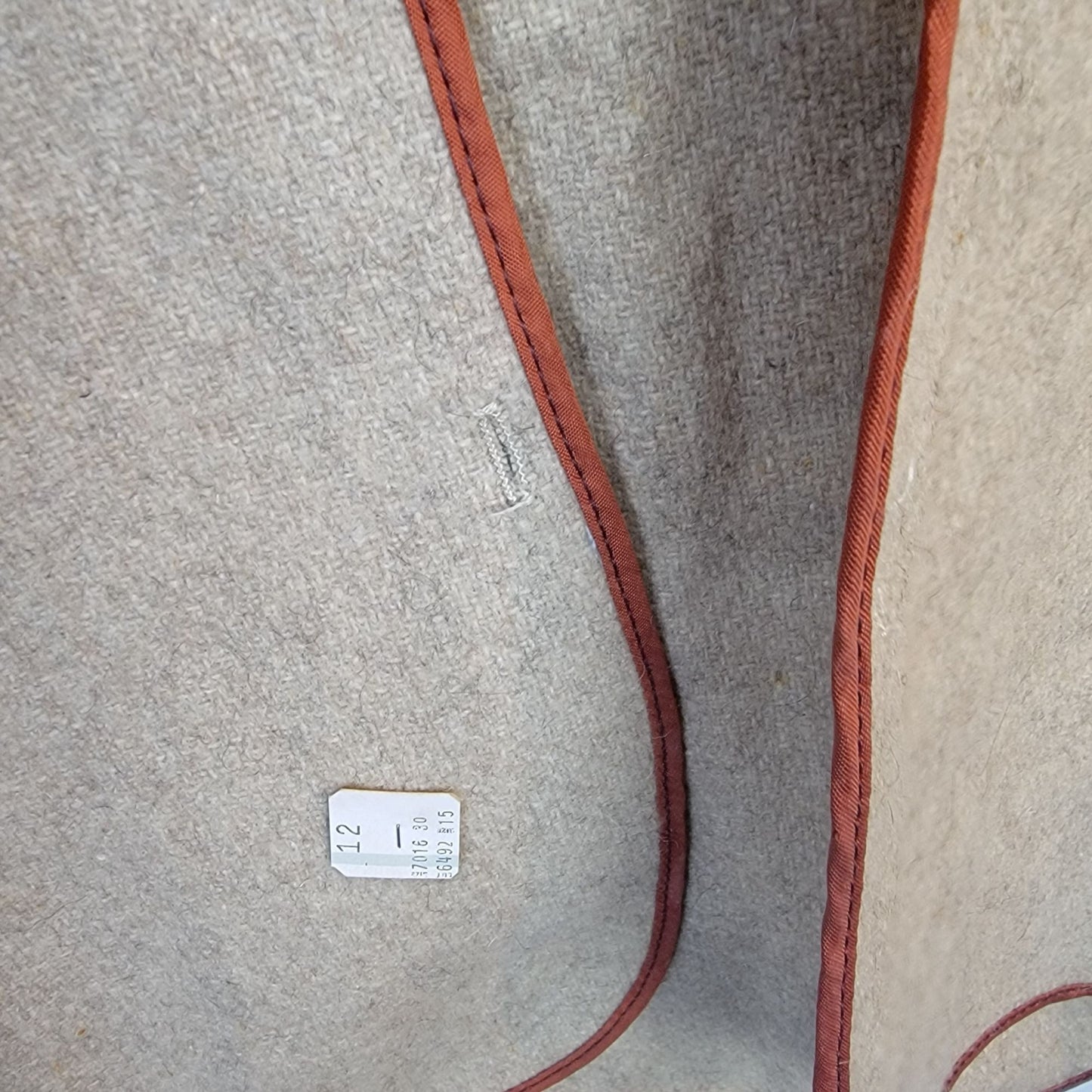 Vintage 70s Long Wool Vest Women XL Jacket Open Cardigan Beige Orange