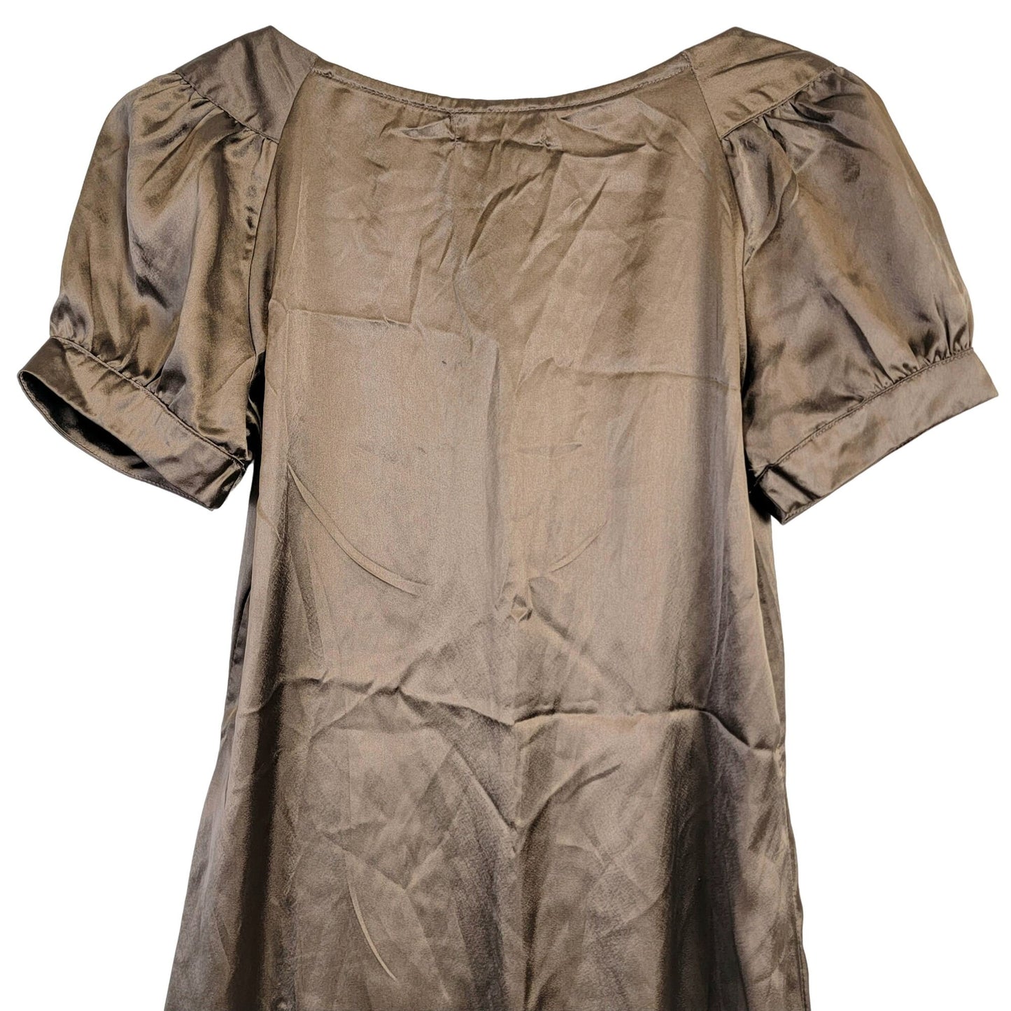 Vintage 90s Satin A-line Mini Dress Women Small Brown