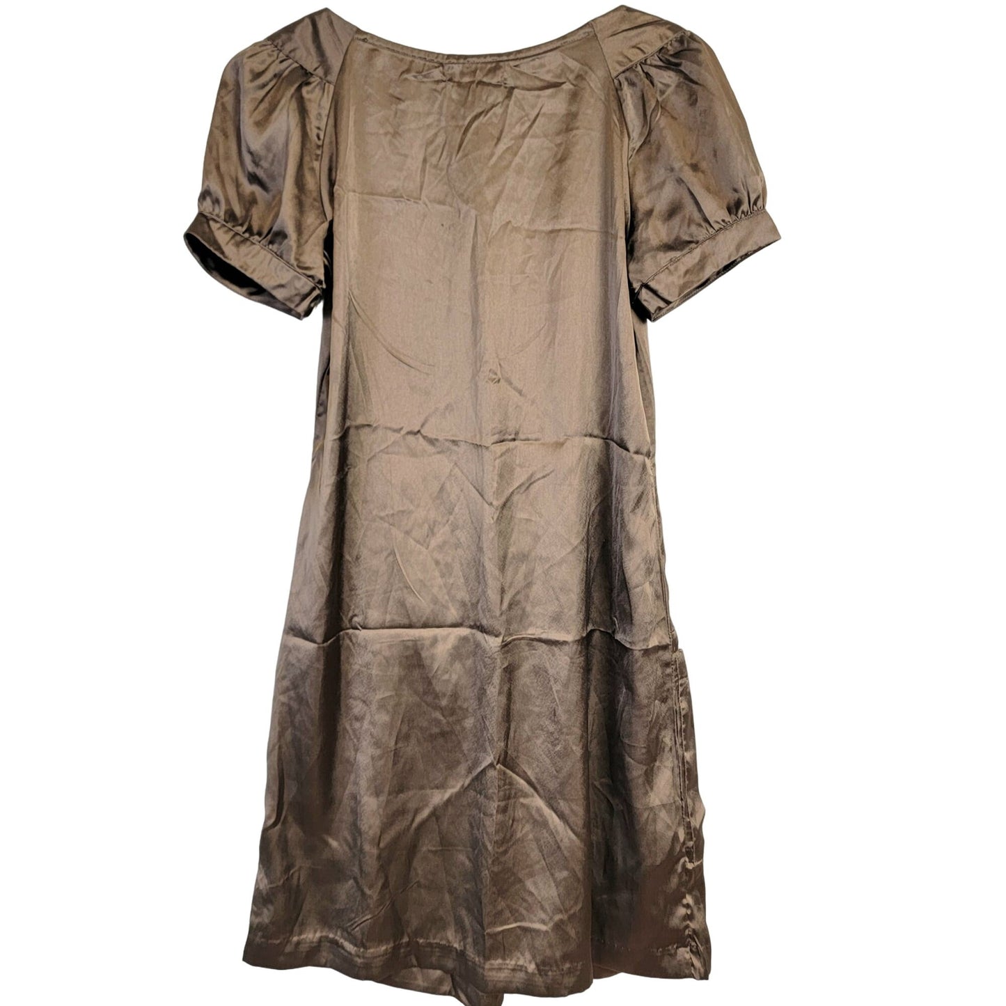 Vintage 90s Satin A-line Mini Dress Women Small Brown