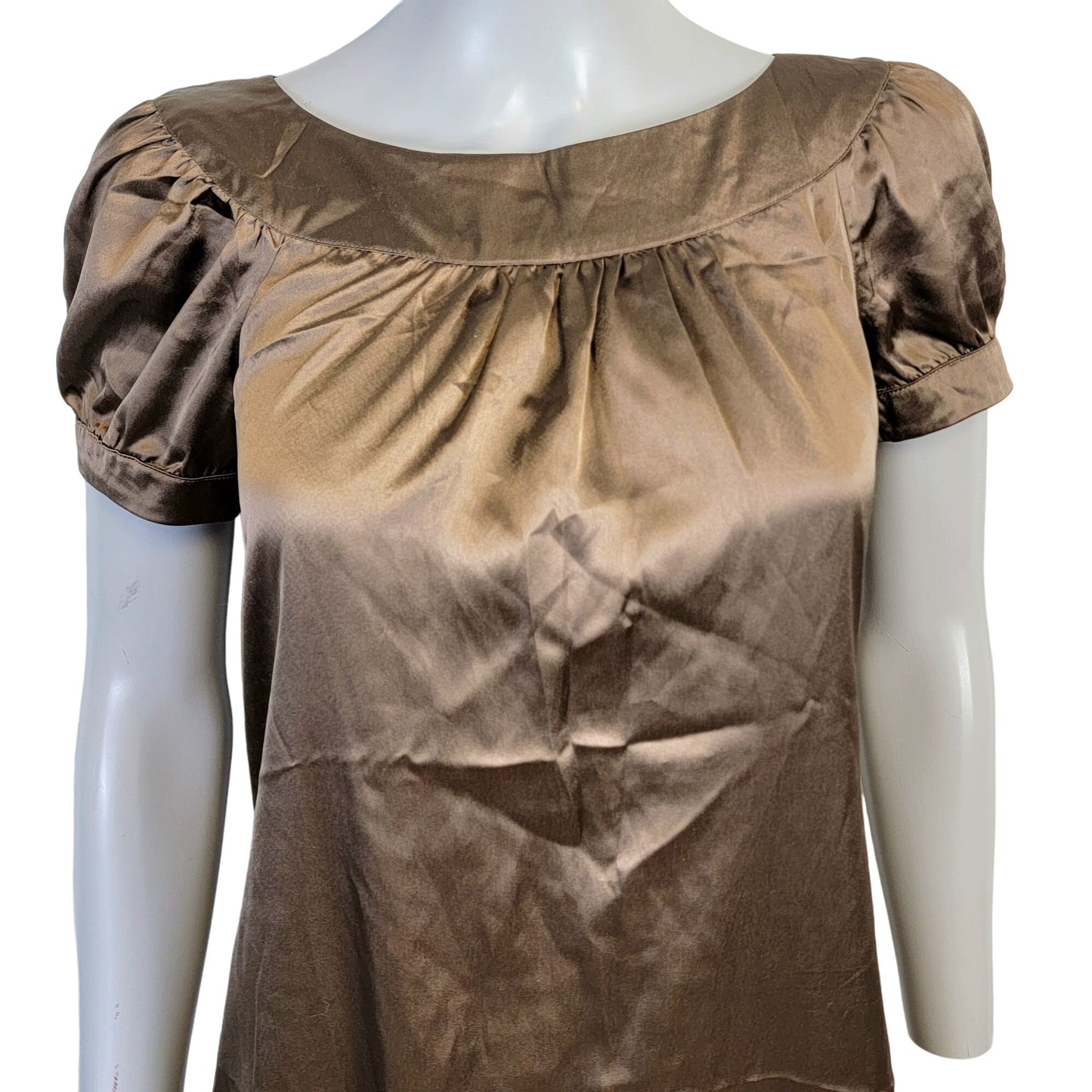 Vintage 90s Satin A-line Mini Dress Women Small Brown