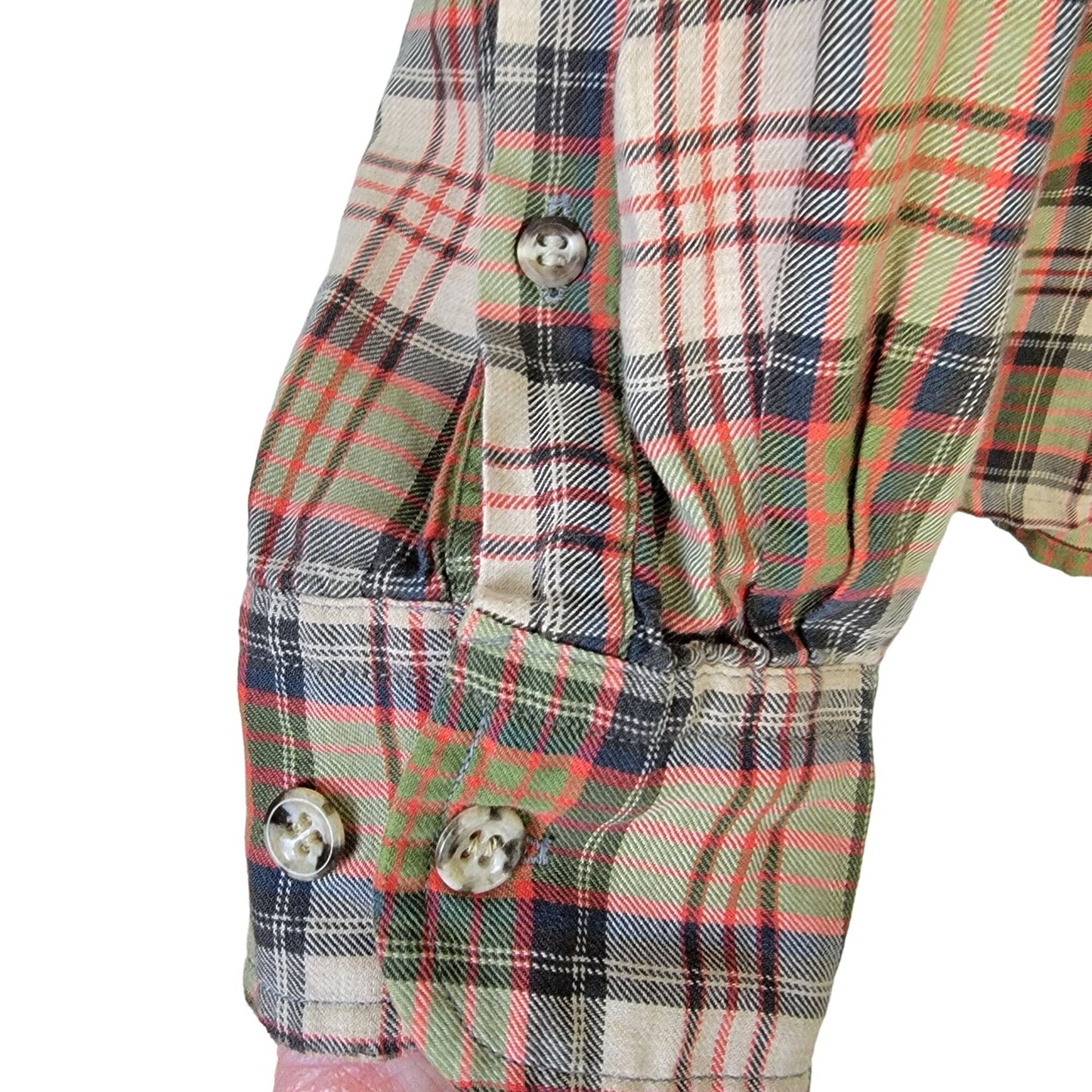 Vintage 70s Wool Flannel Shirt Men Large Retro Plaid Button Top