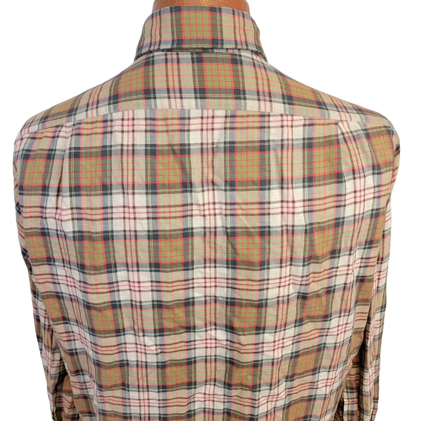 Vintage 70s Wool Flannel Shirt Men Large Retro Plaid Button Top