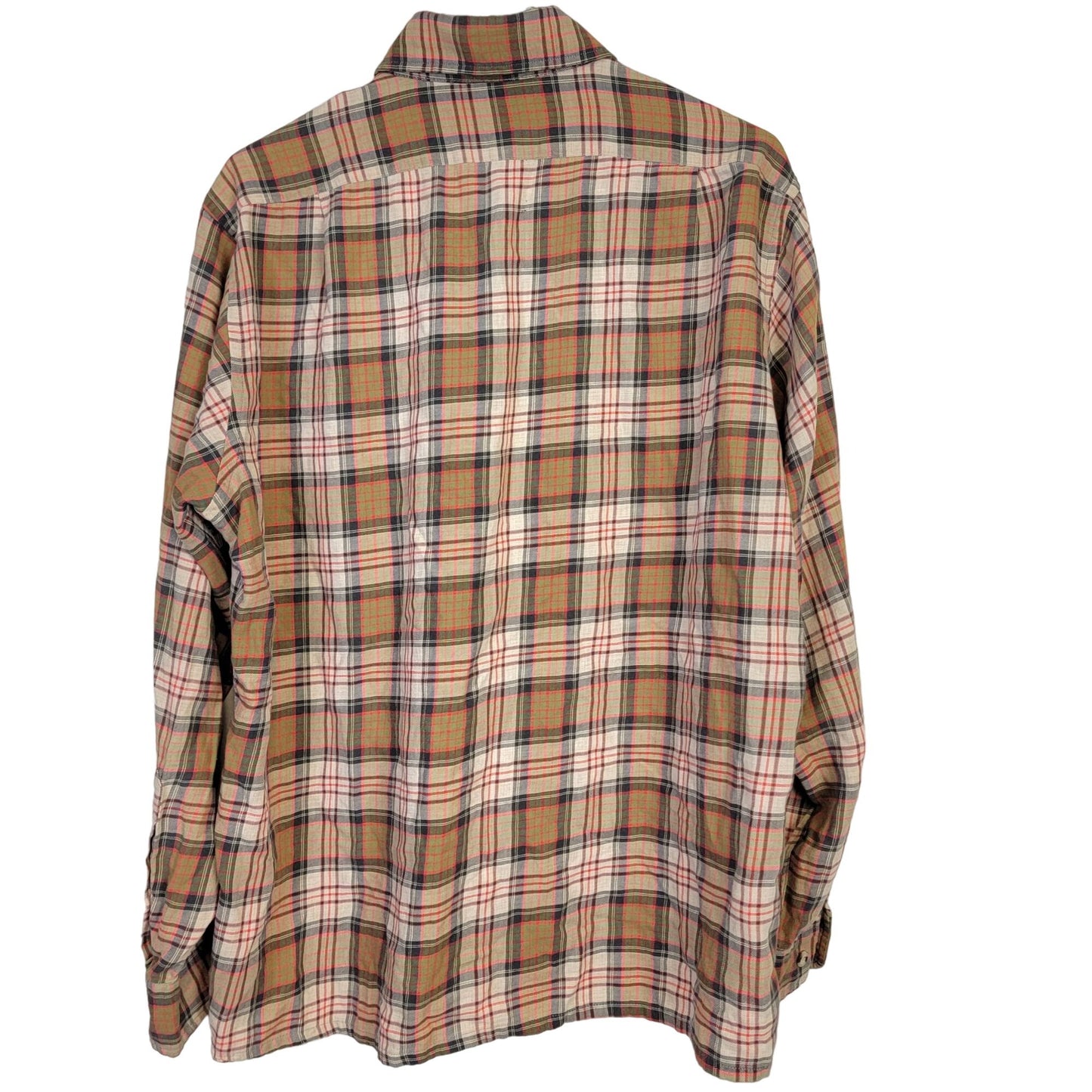 Vintage 70s Wool Flannel Shirt Men Large Retro Plaid Button Top