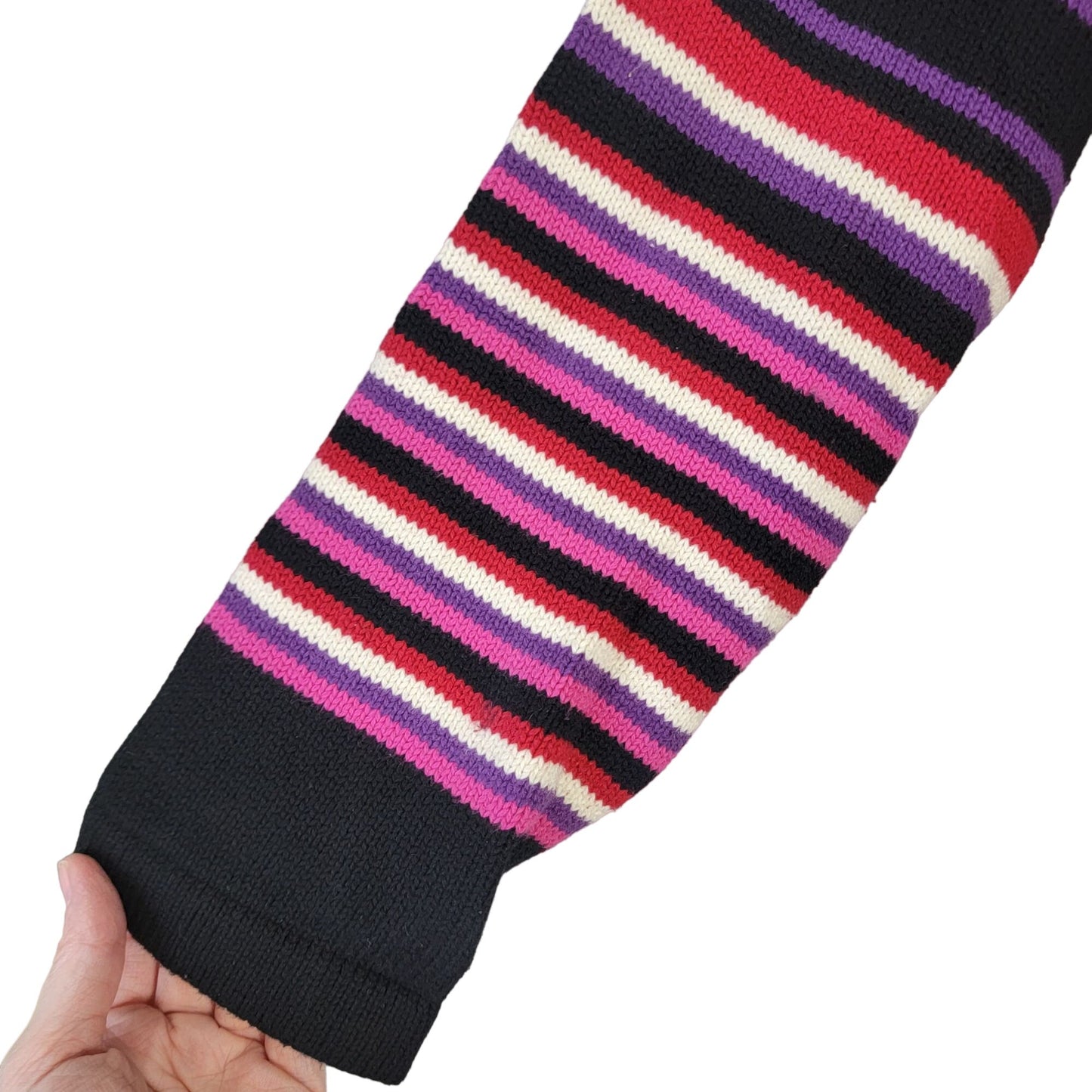 Liz Claiborne Vintage Y2K Stripe Sweater Women XL Petite Top Black Pink Winter