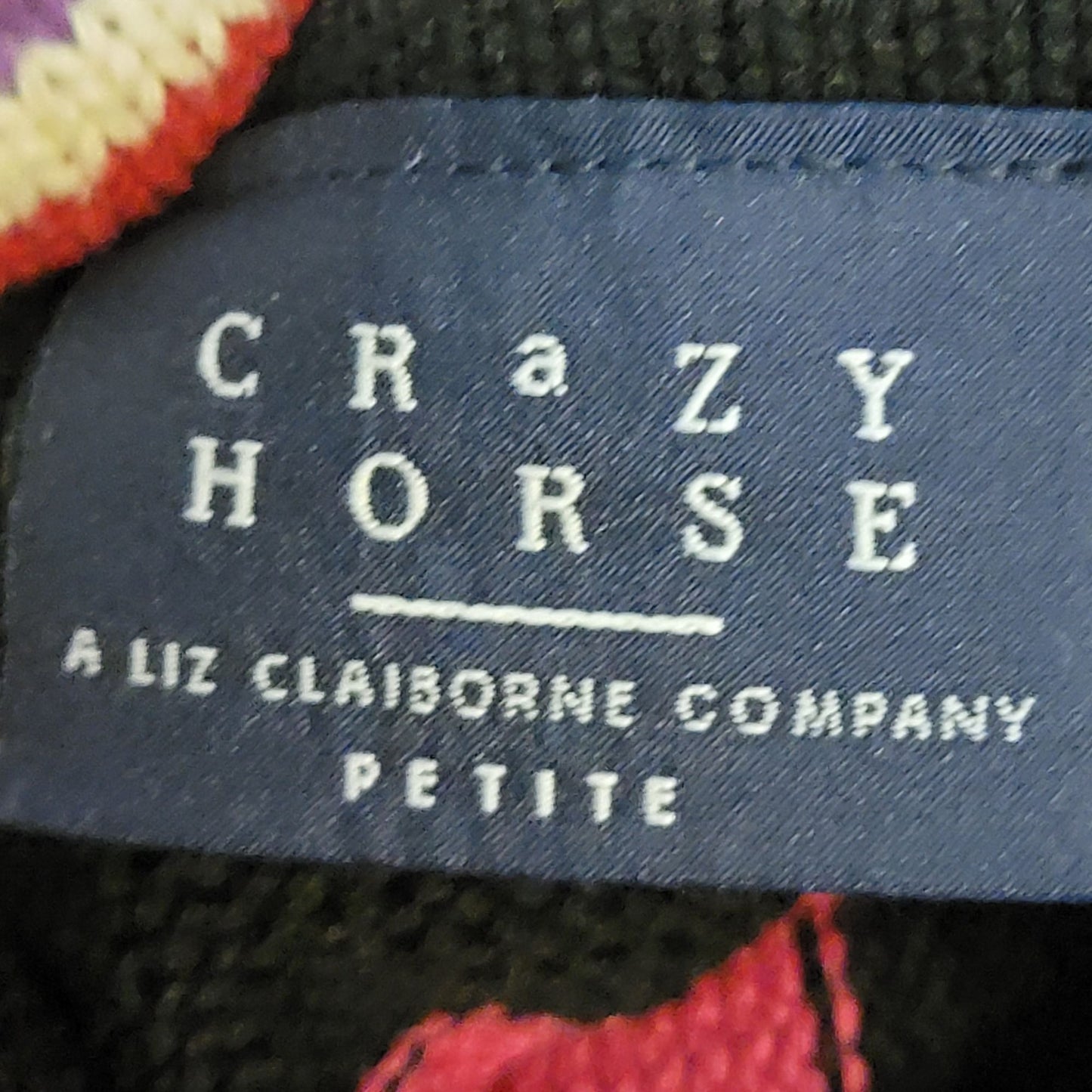 Liz Claiborne Vintage Y2K Stripe Sweater Women XL Petite Top Black Pink Winter