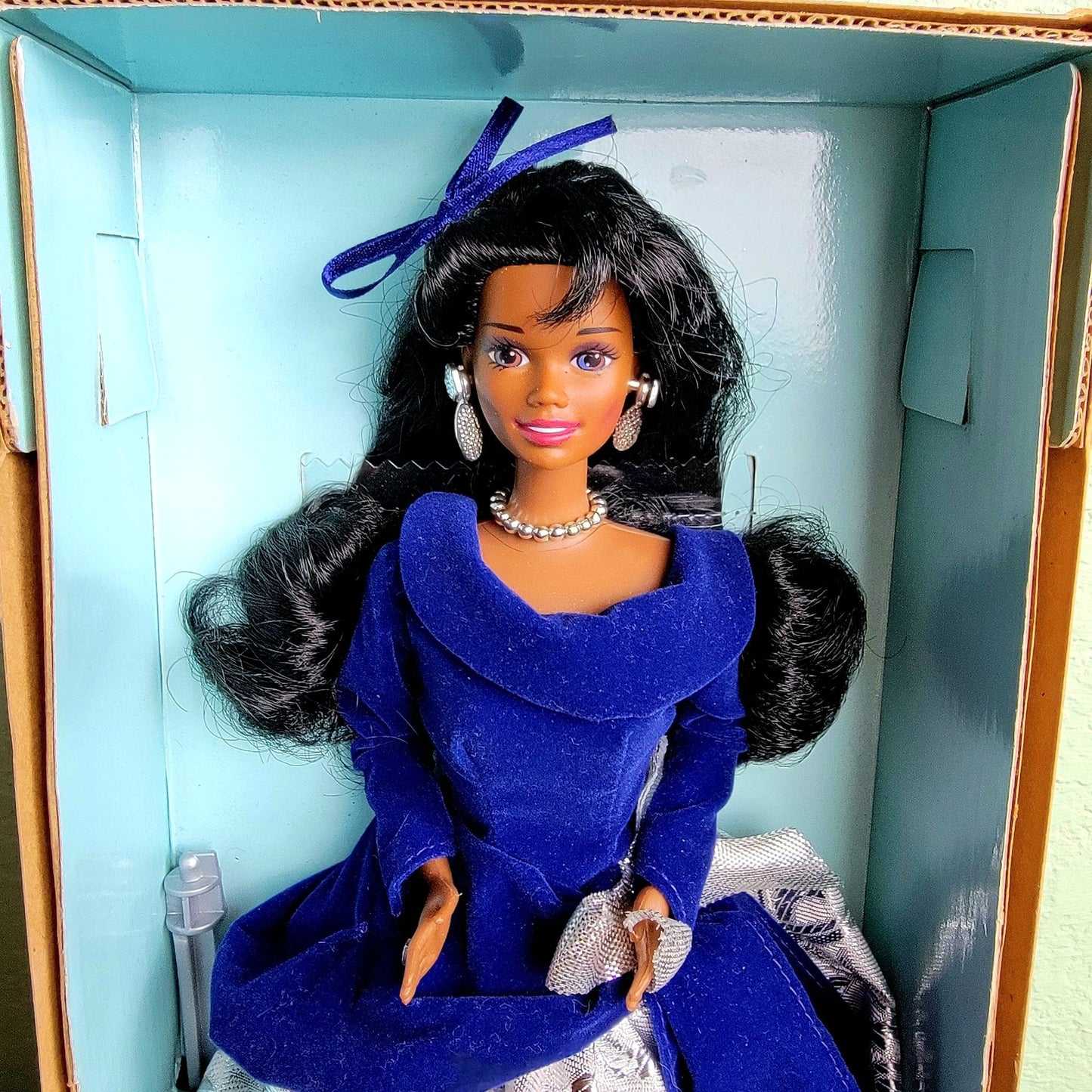 Vintage 1995 Avon x Barbie Winter Velvet Holiday Doll African American New Box
