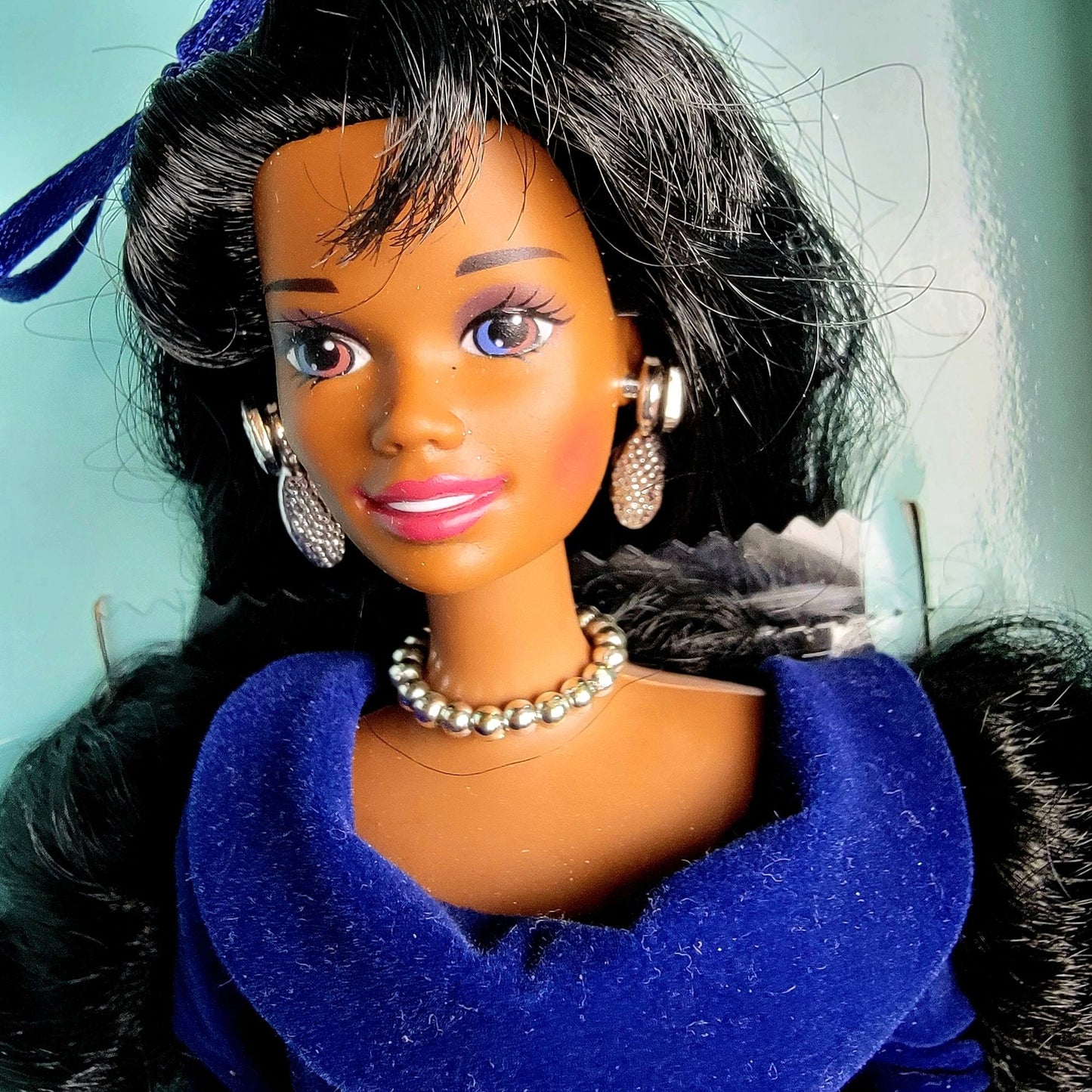 Vintage 1995 Avon x Barbie Winter Velvet Holiday Doll African American New Box