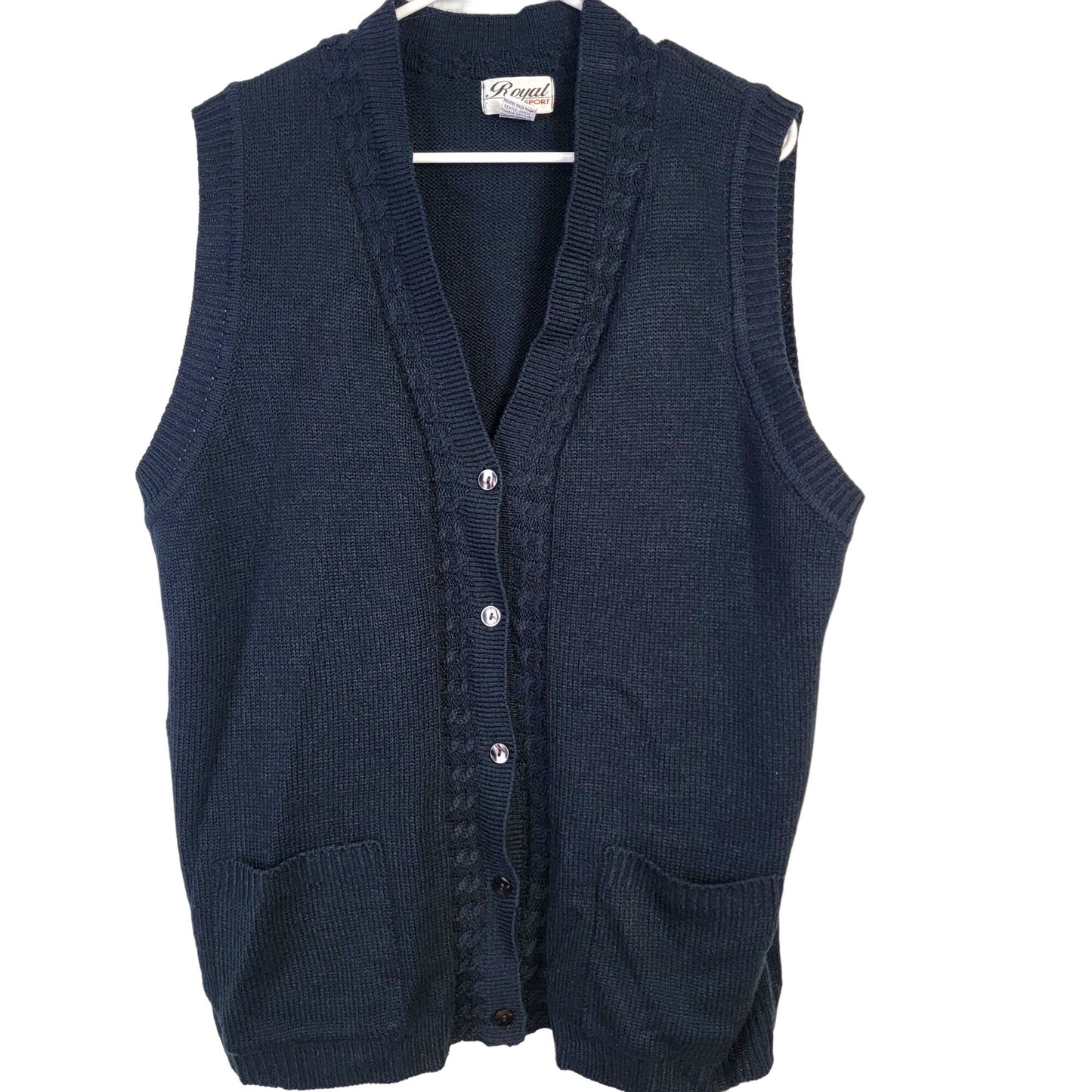 Vintage 90s Long Sweater Vest Women Large Black Oversized