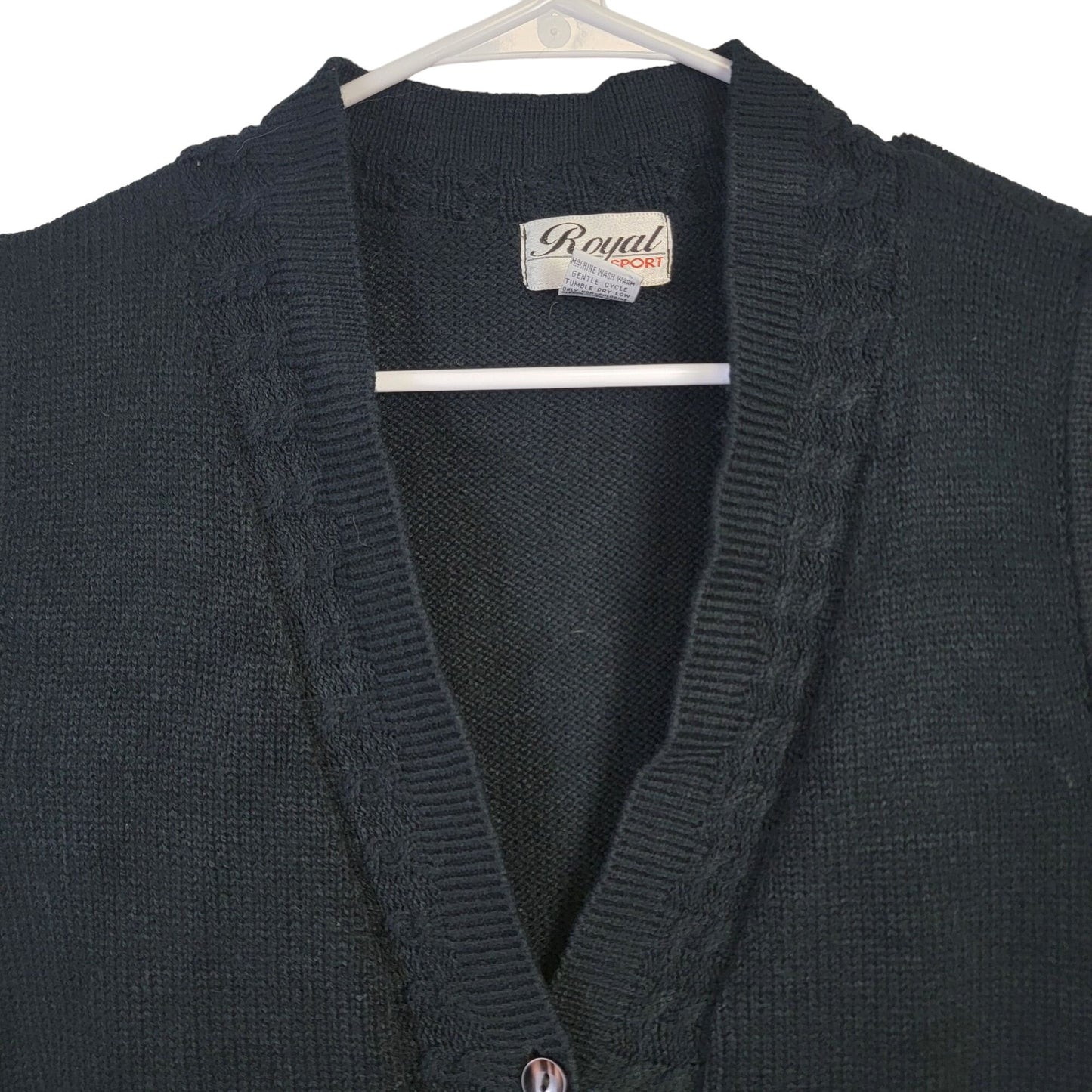 Vintage 90s Long Sweater Vest Women Large Black Oversized