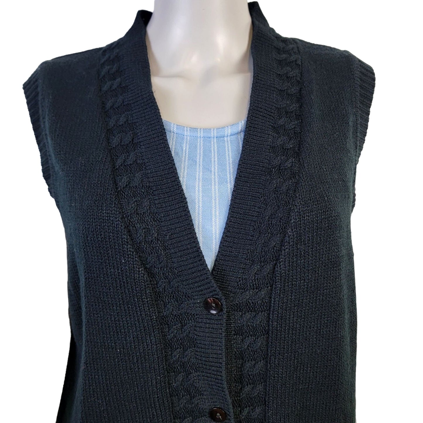 Vintage 90s Long Sweater Vest Women Large Black Oversized