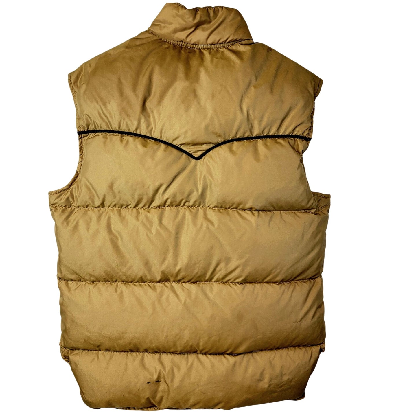 Vintage 70s Down Puff Vest Jacket Men Medium Brown Western Outdoors Coat Winter