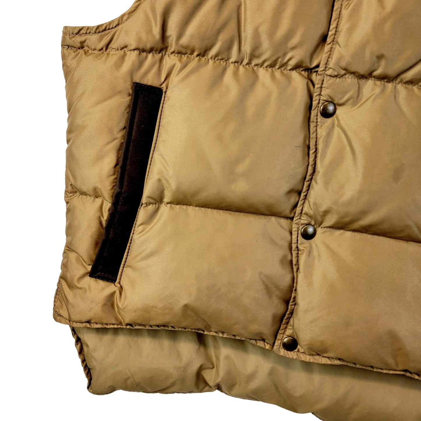 Vintage 70s Down Puff Vest Jacket Men Medium Brown Western Outdoors Coat Winter