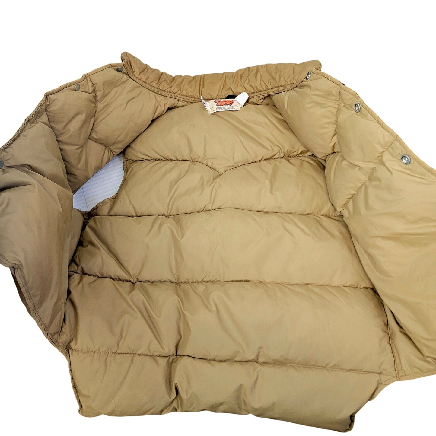 Vintage 70s Down Puff Vest Jacket Men Medium Brown Western Outdoors Coat Winter