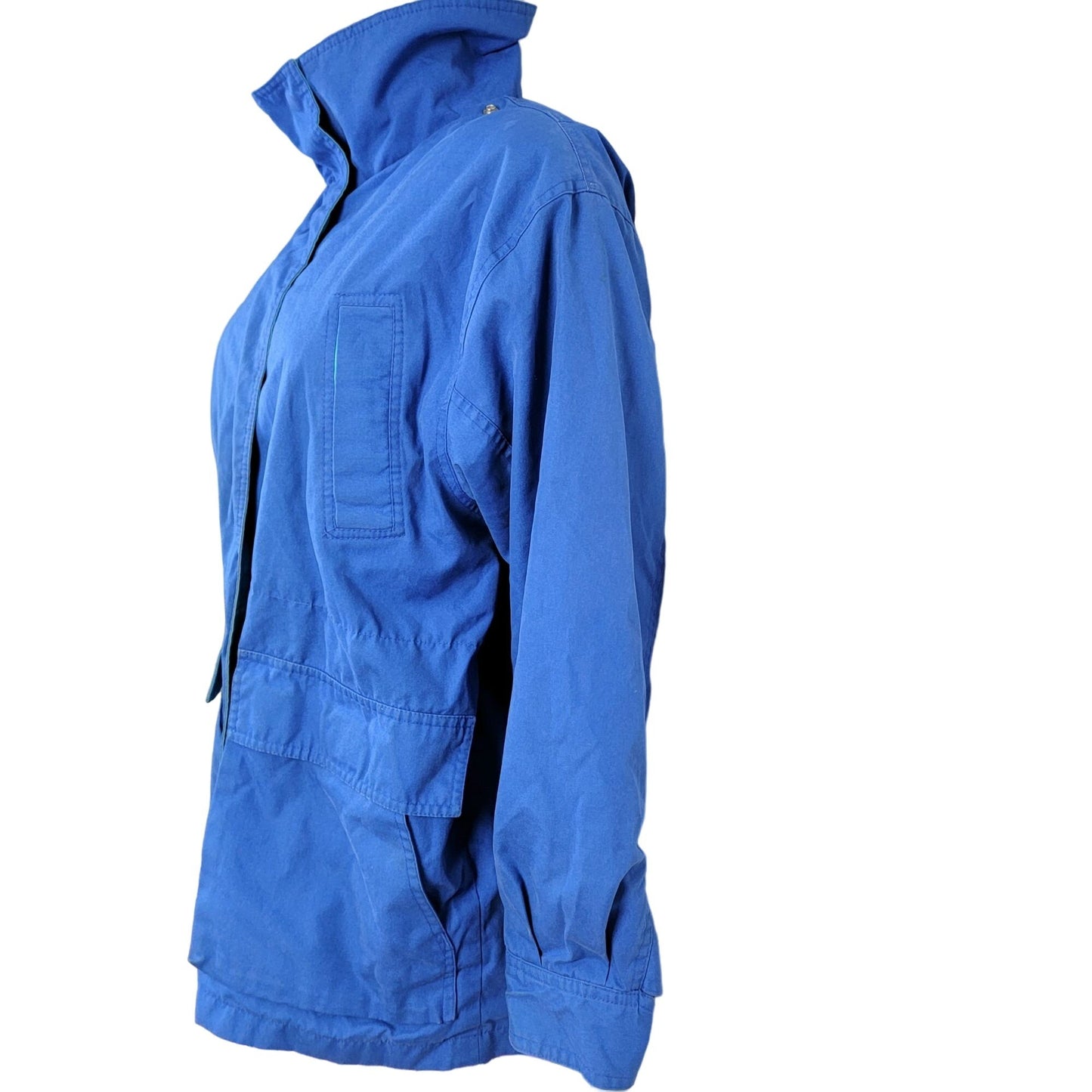 Pacific Trail Vintage 80s Coat Women Medium Blue Plaid Jacket Outdoors
