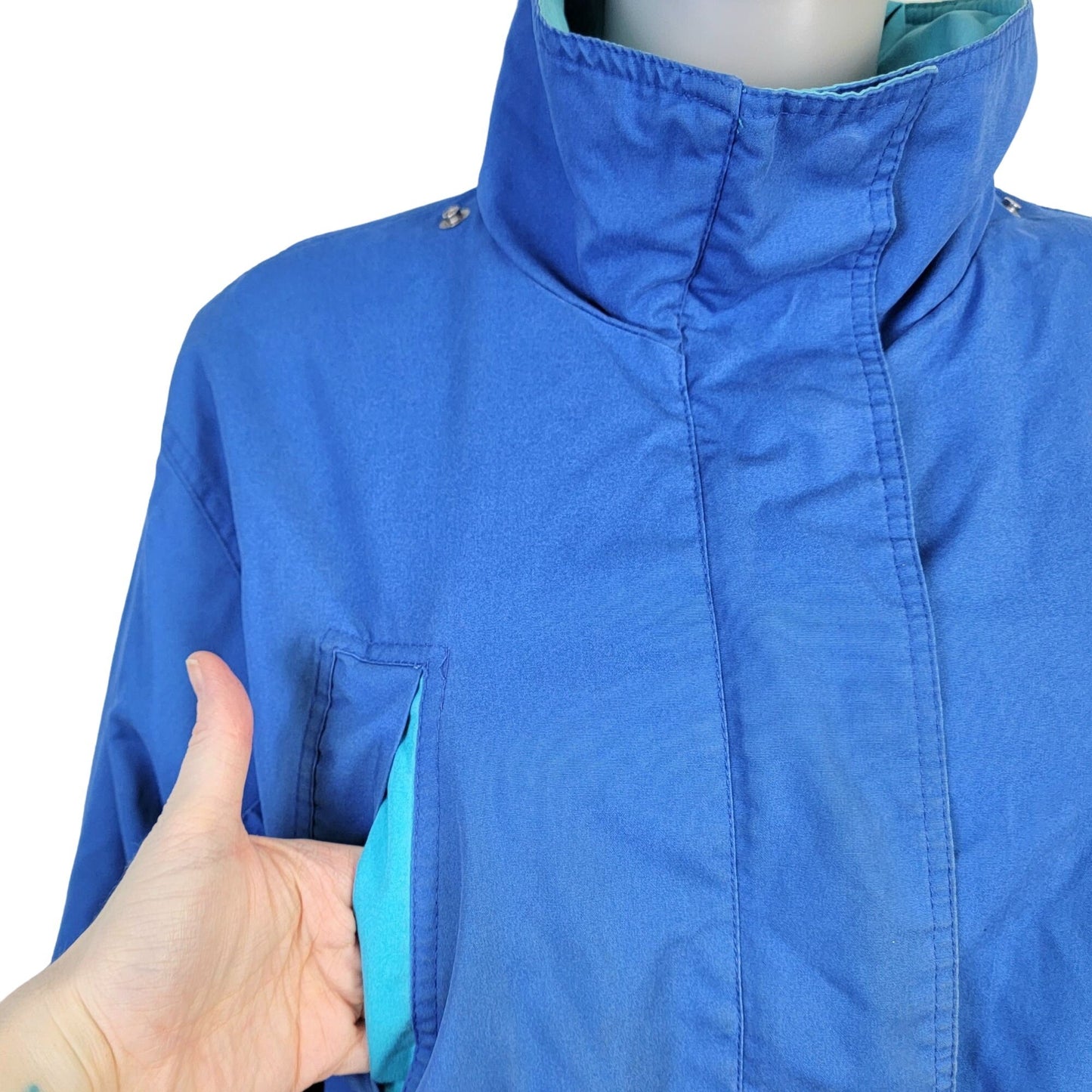 Pacific Trail Vintage 80s Coat Women Medium Blue Plaid Jacket Outdoors