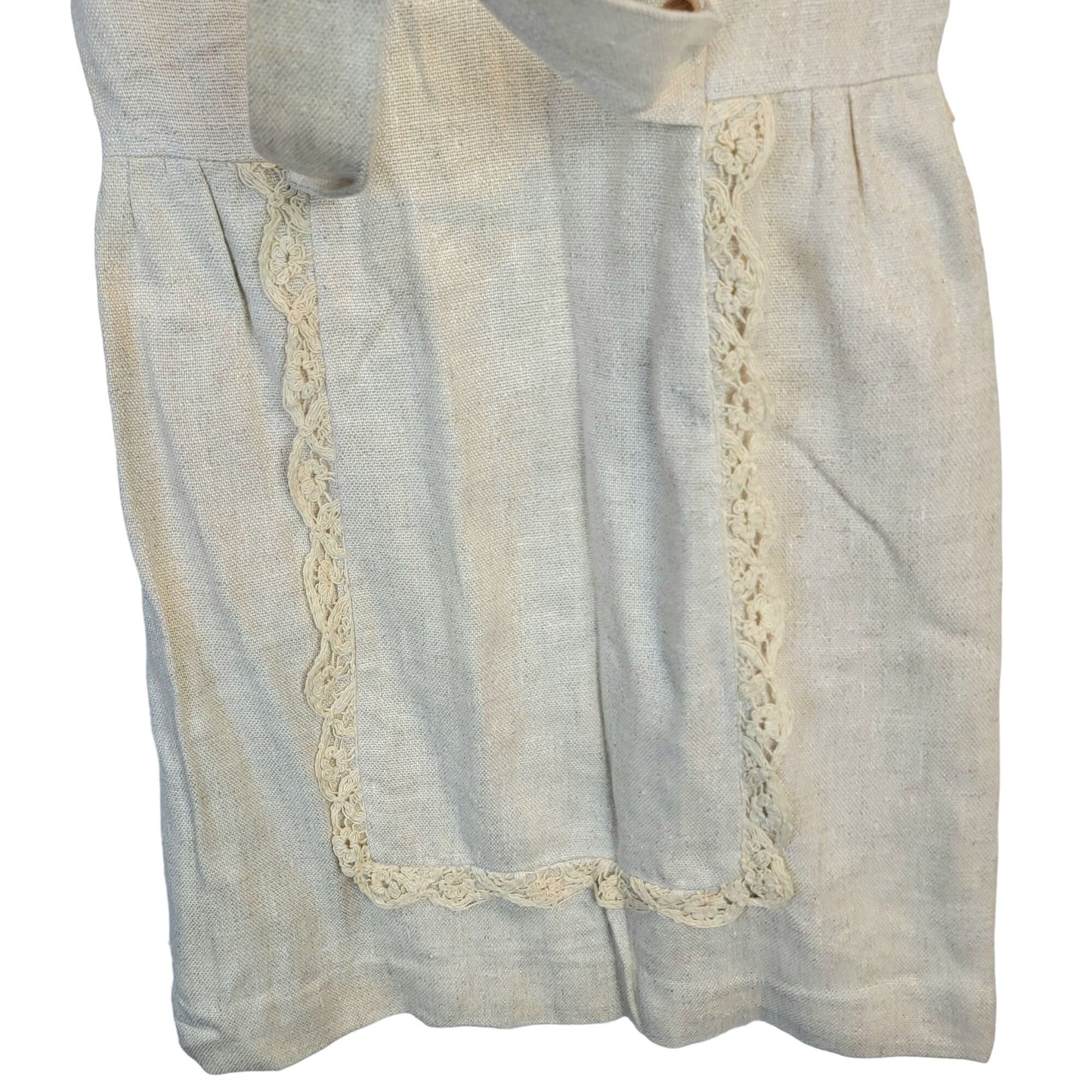 Vintage 60s Linen Mini Sheath Dress Women 8 Beige