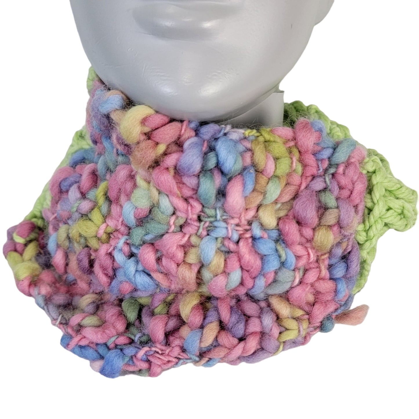 Pastel Wool Cowl Women Winter Accessories Handmade Scarf