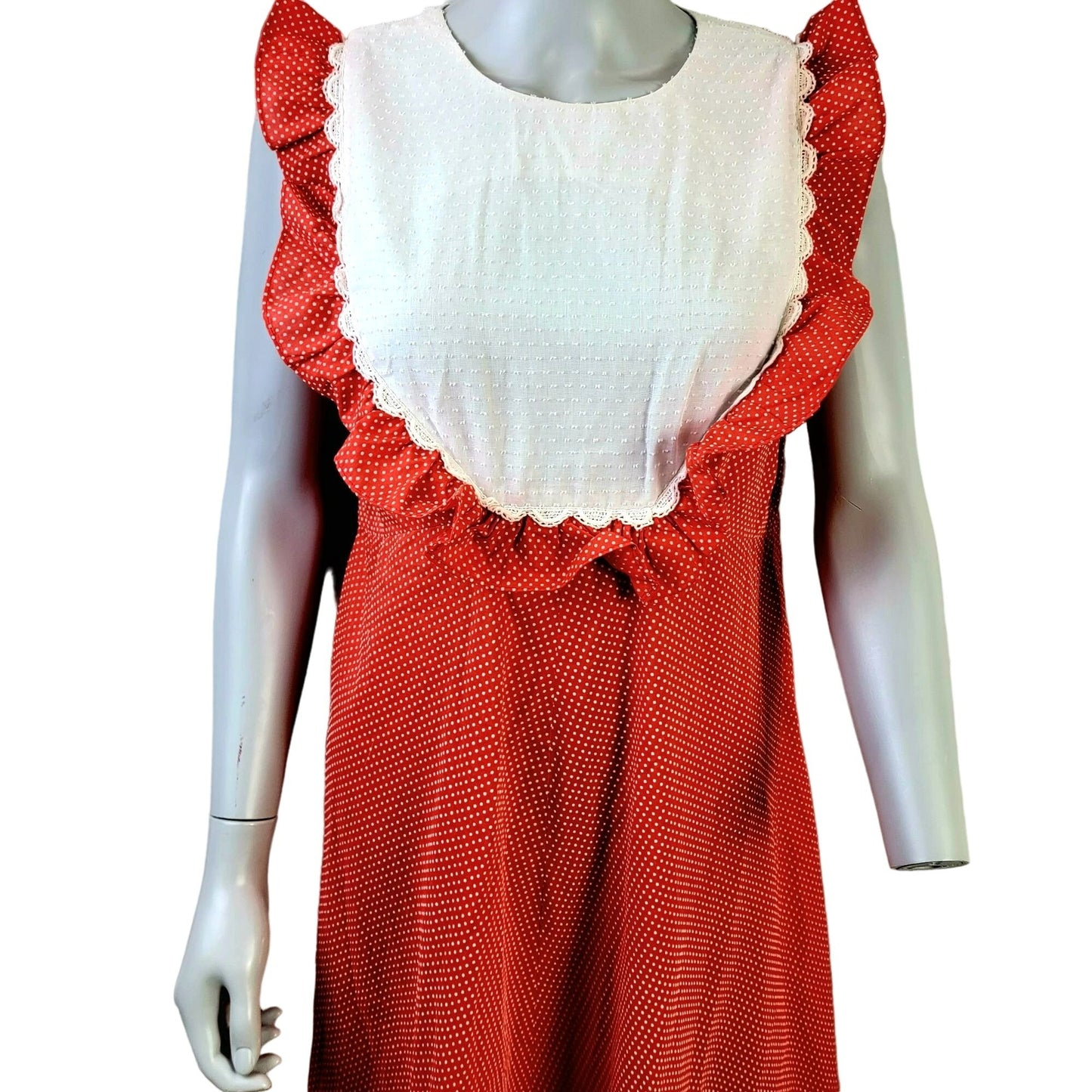 Vintage 60s Hawaiian Maxi Dress Women Medium Red White