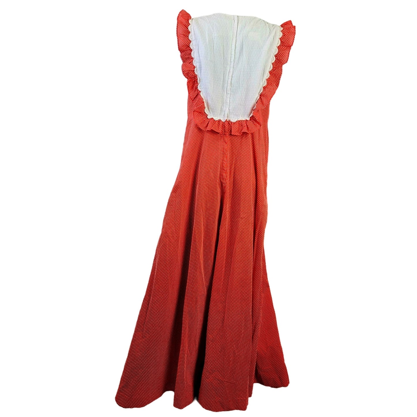 Vintage 60s Hawaiian Maxi Dress Women Medium Red White