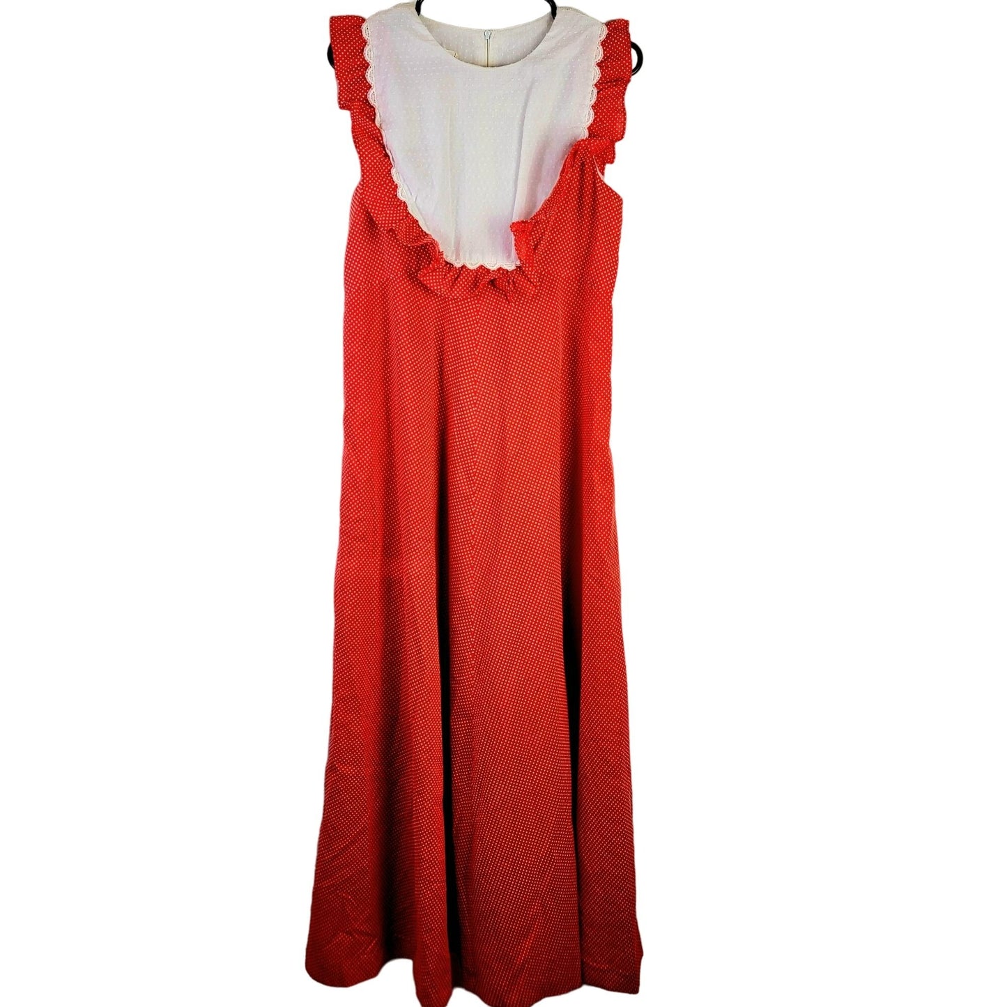Vintage 60s Hawaiian Maxi Dress Women Medium Red White