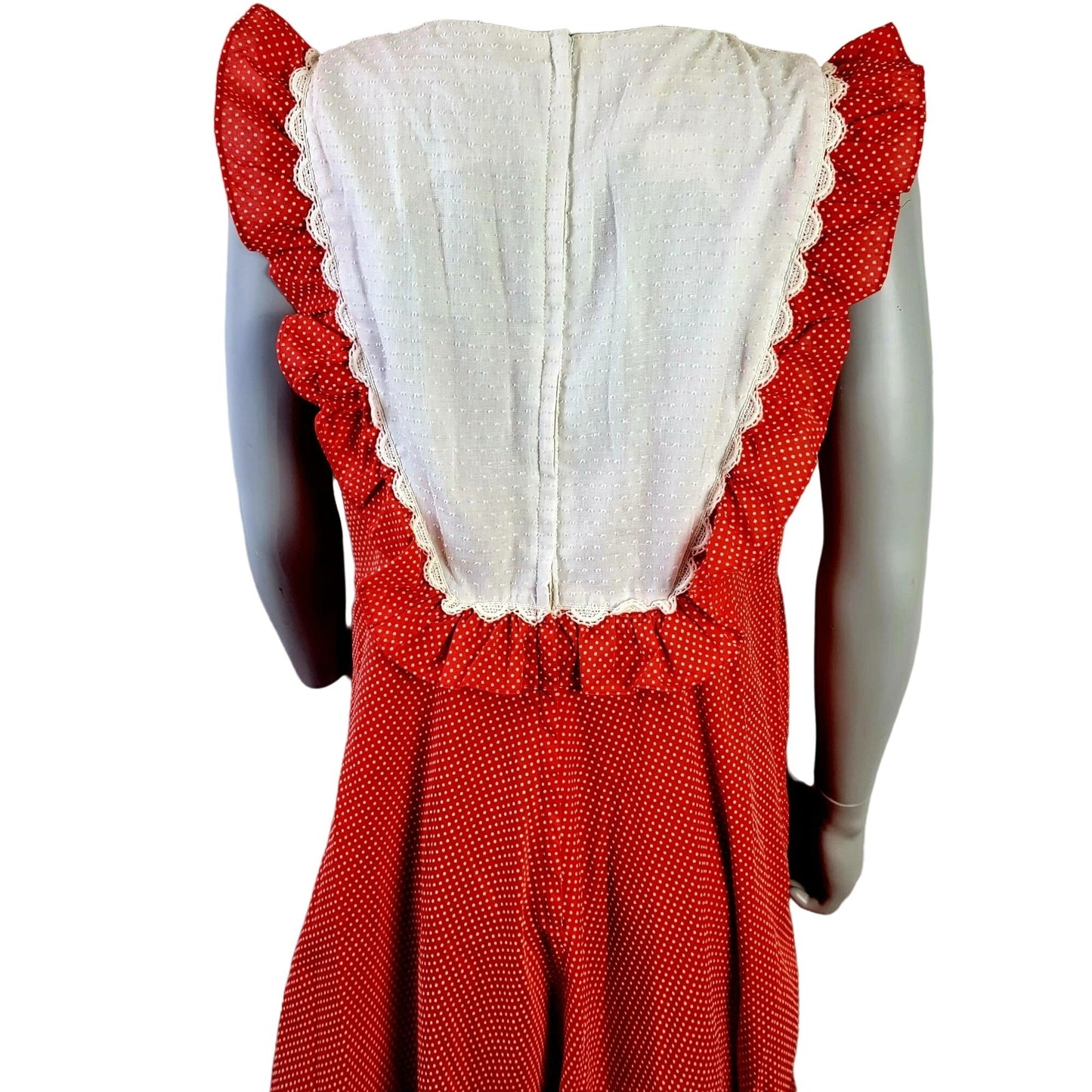 Vintage 60s Hawaiian Maxi Dress Women Medium Red White