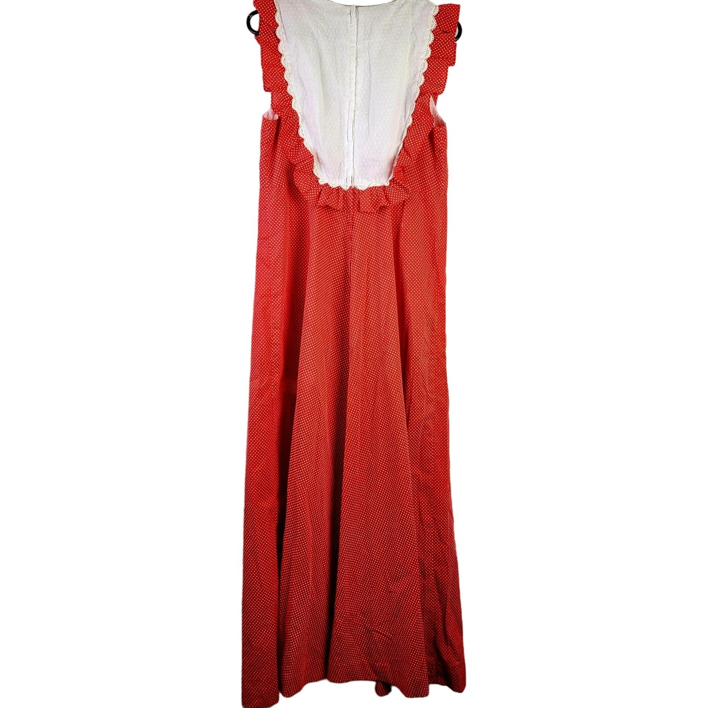 Vintage 60s Hawaiian Maxi Dress Women Medium Red White