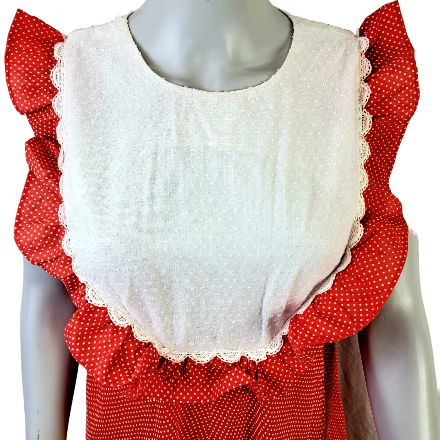 Vintage 60s Hawaiian Maxi Dress Women Medium Red White