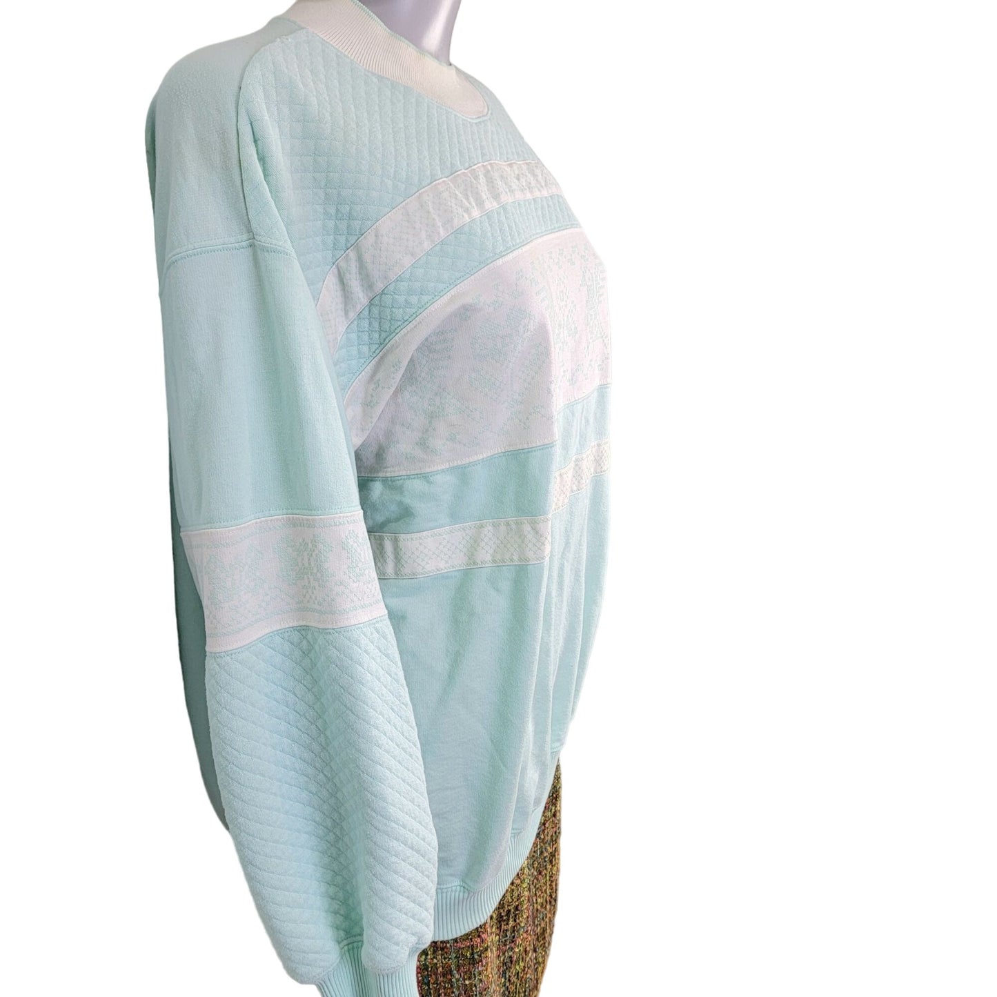 Vintage 90s Sweatshirt Women Plus 2X Sweater Shirt Blue White